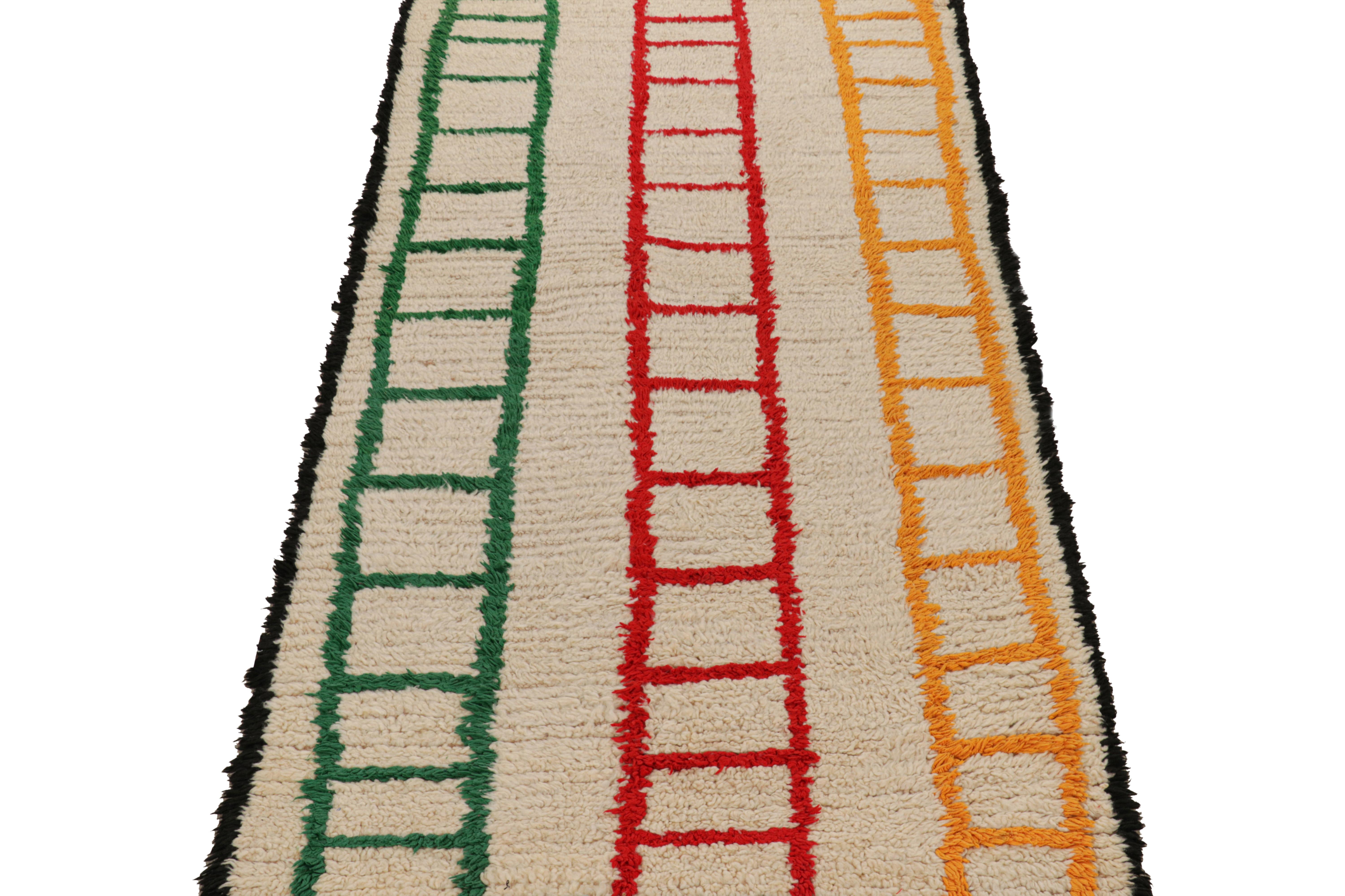 Mid-20th Century Vintage Moroccan Runner with Polychromatic Geometric Patterns, from Rug & Kilim For Sale