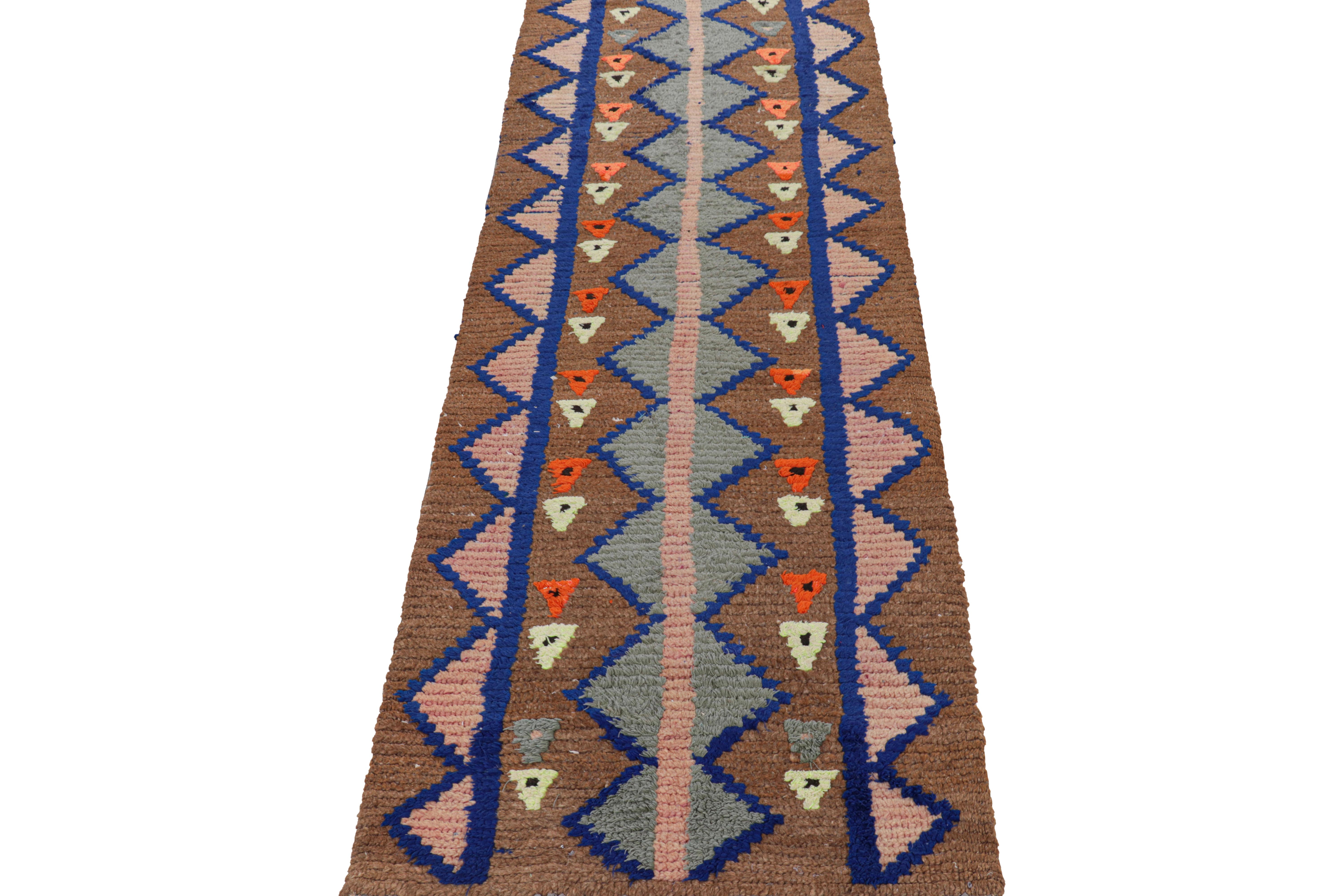 Mid-20th Century Vintage Moroccan Runner with Polychromatic Geometric Patterns, from Rug & Kilim For Sale