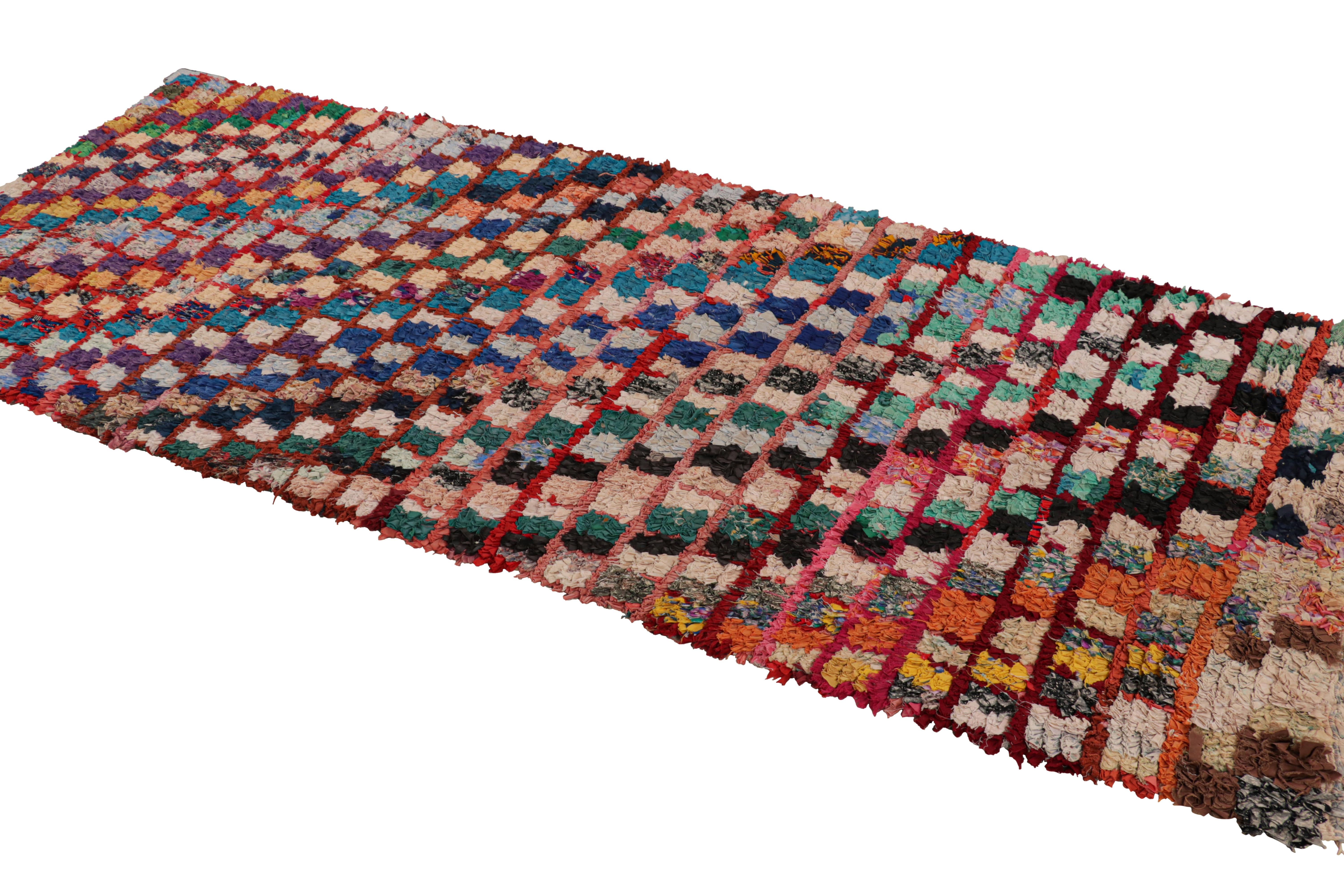 Mid-20th Century Vintage Moroccan Runner with Polychromatic Geometric Patterns, from Rug & Kilim For Sale