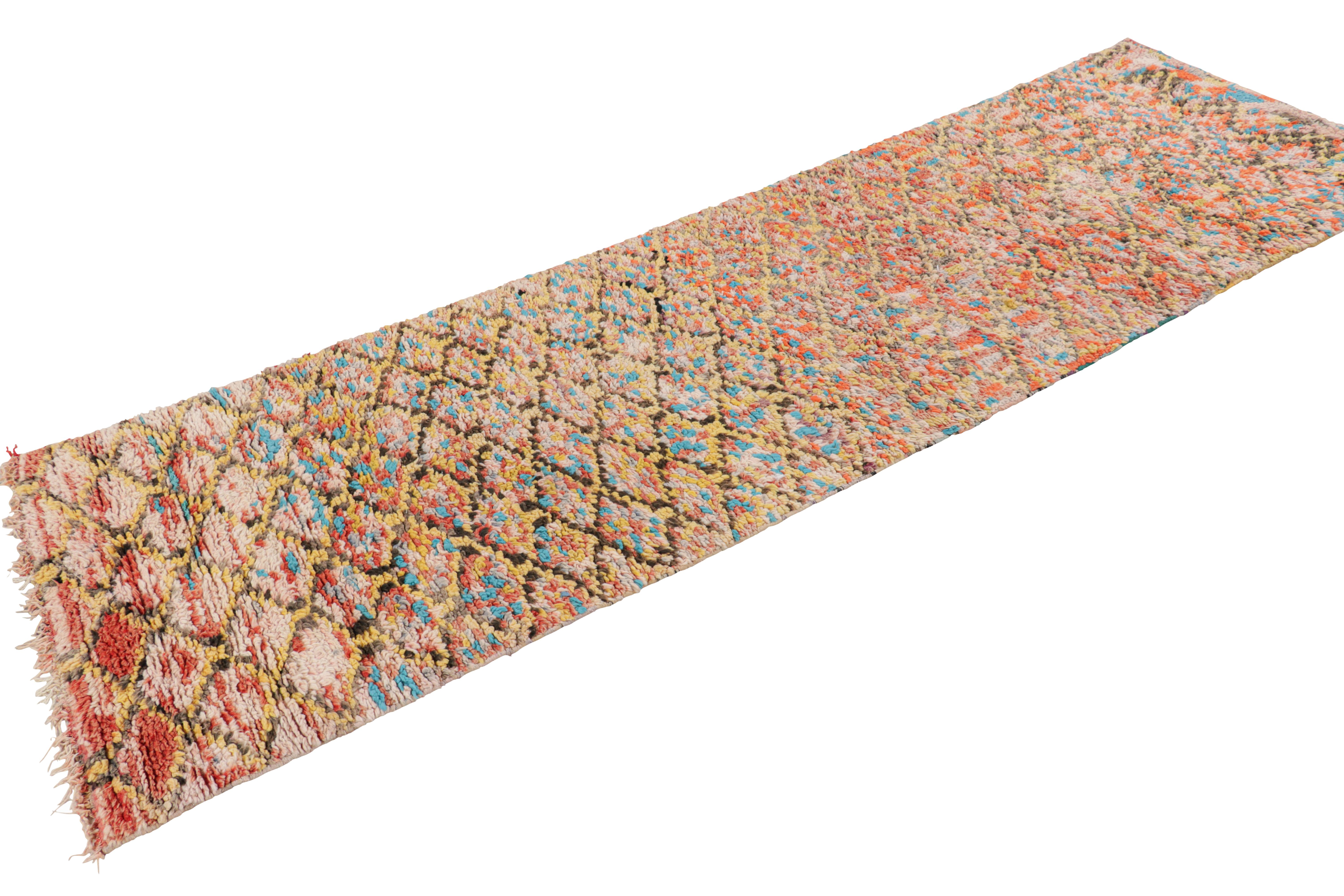 Mid-20th Century Vintage Moroccan Runner with Polychromatic Geometric Patterns, from Rug & Kilim For Sale
