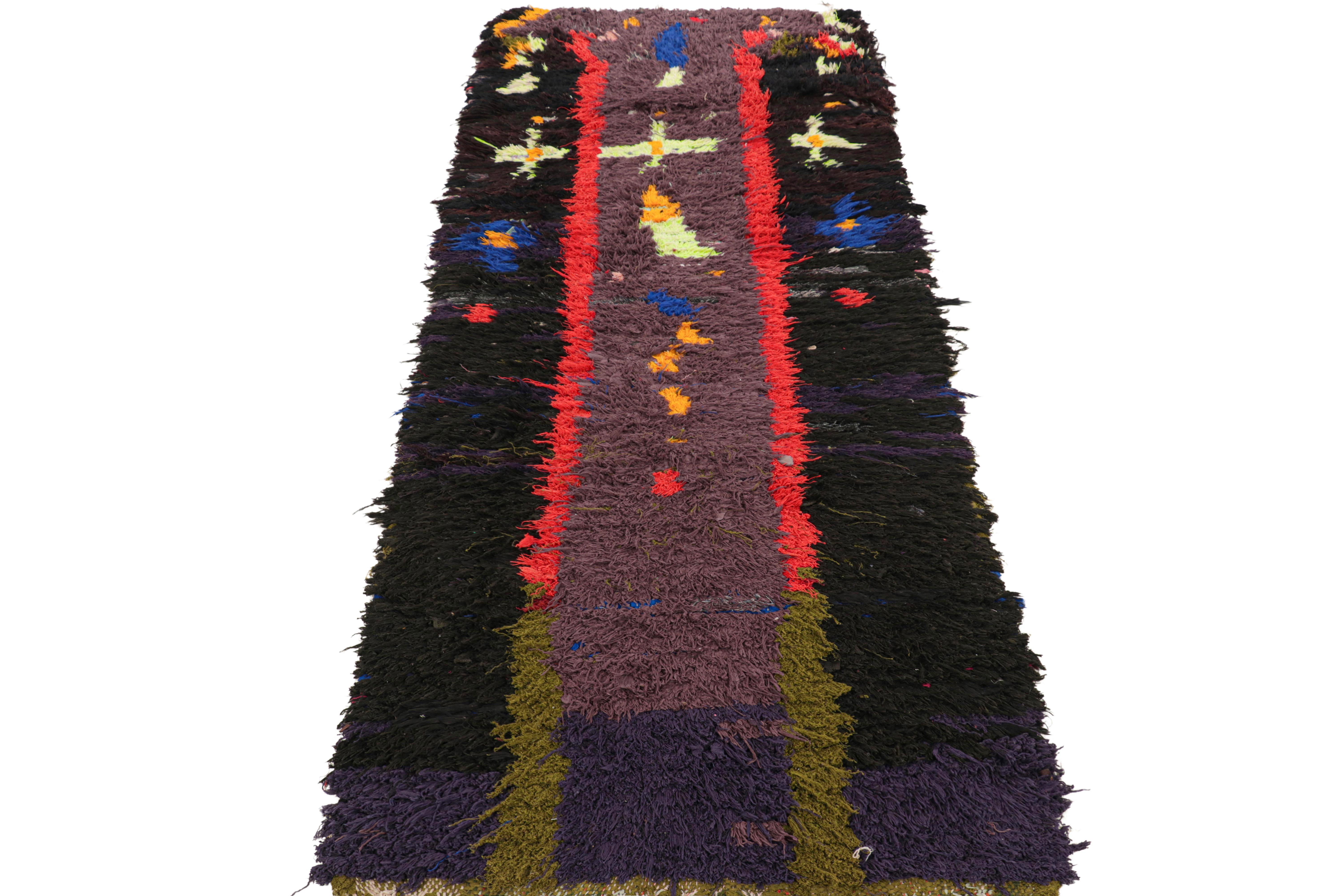 Mid-20th Century Vintage Moroccan Runner with Polychromatic Geometric Patterns, from Rug & Kilim For Sale