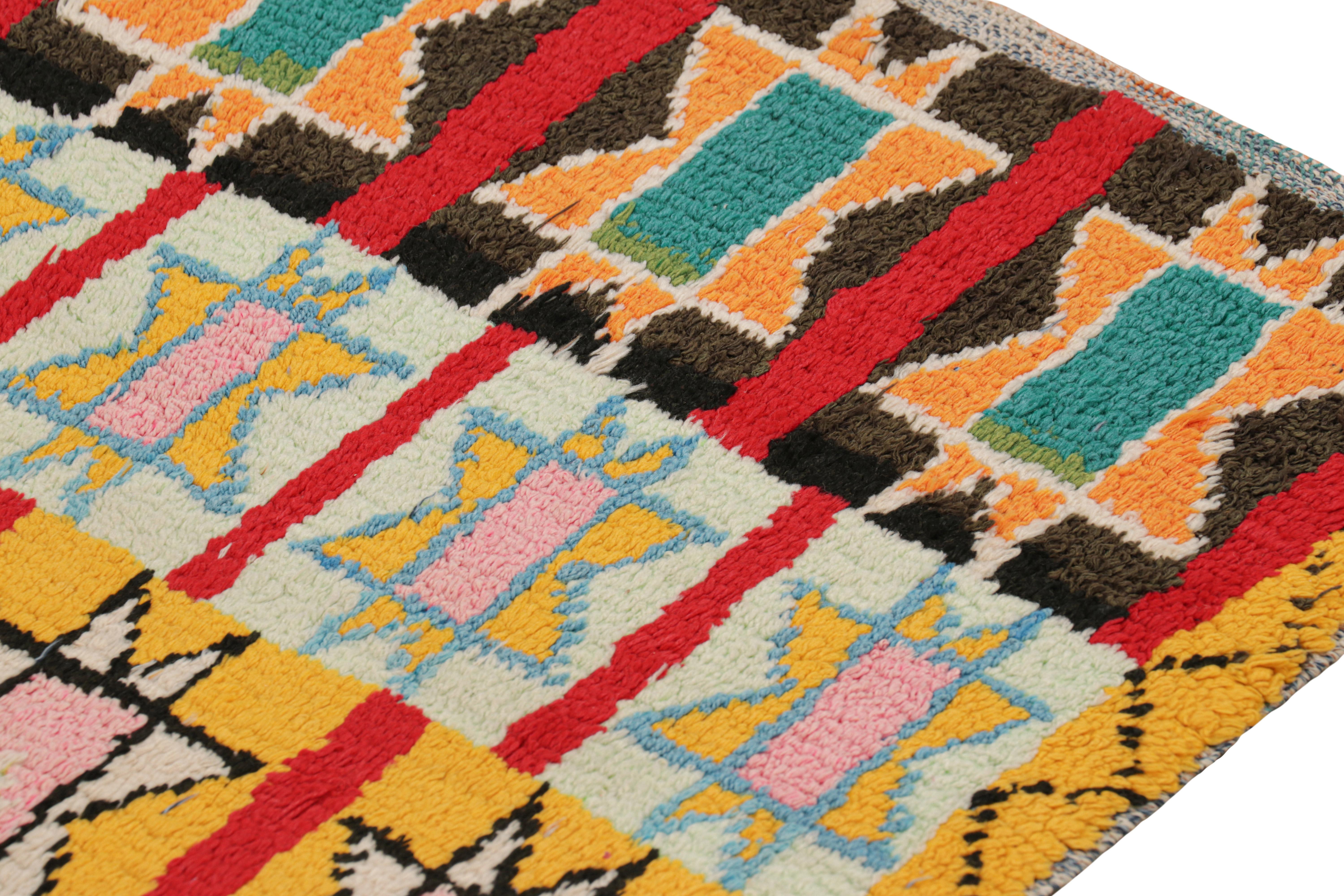 Wool Vintage Moroccan Runner with Polychromatic Geometric Patterns, from Rug & Kilim For Sale
