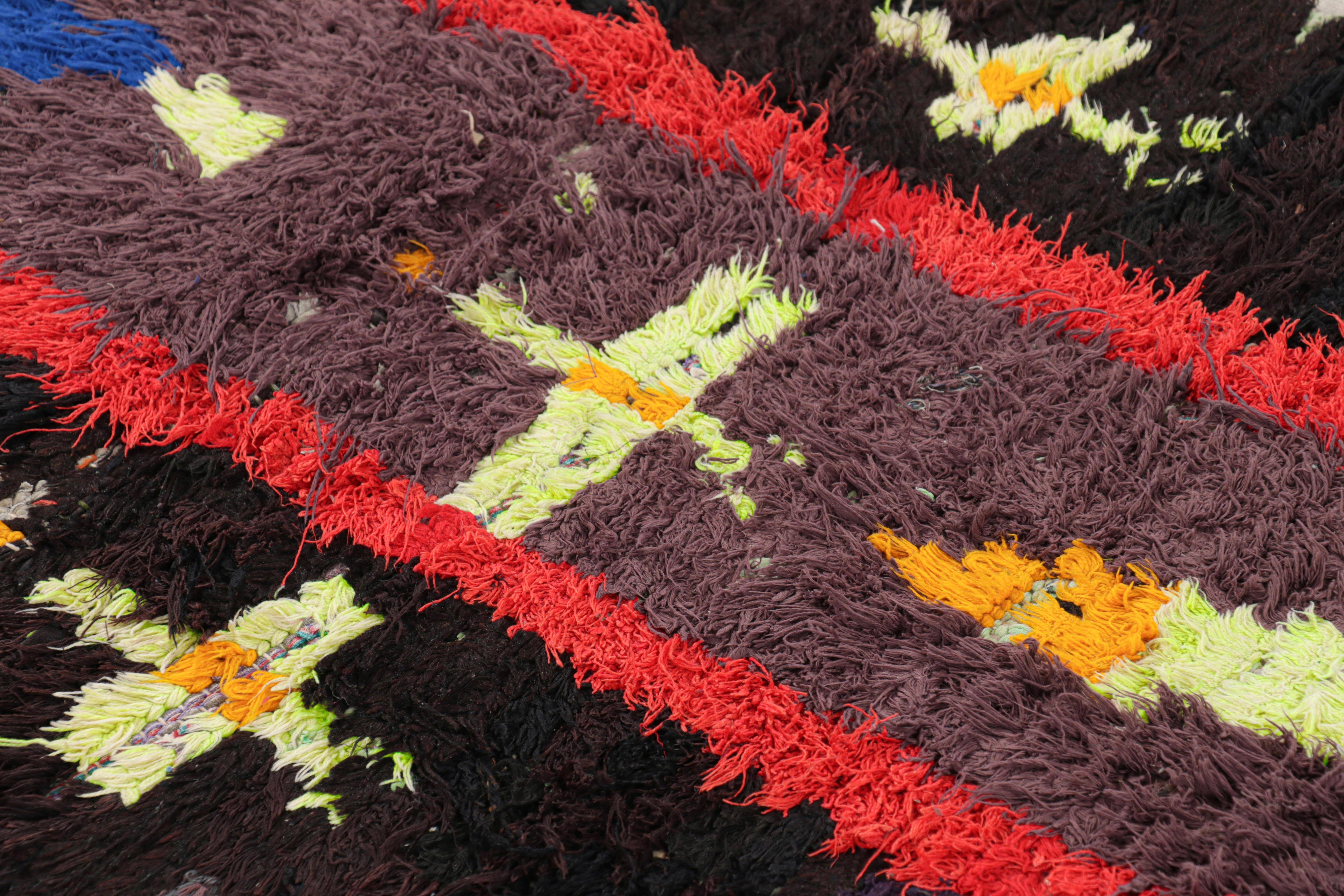 Wool Vintage Moroccan Runner with Polychromatic Geometric Patterns, from Rug & Kilim For Sale