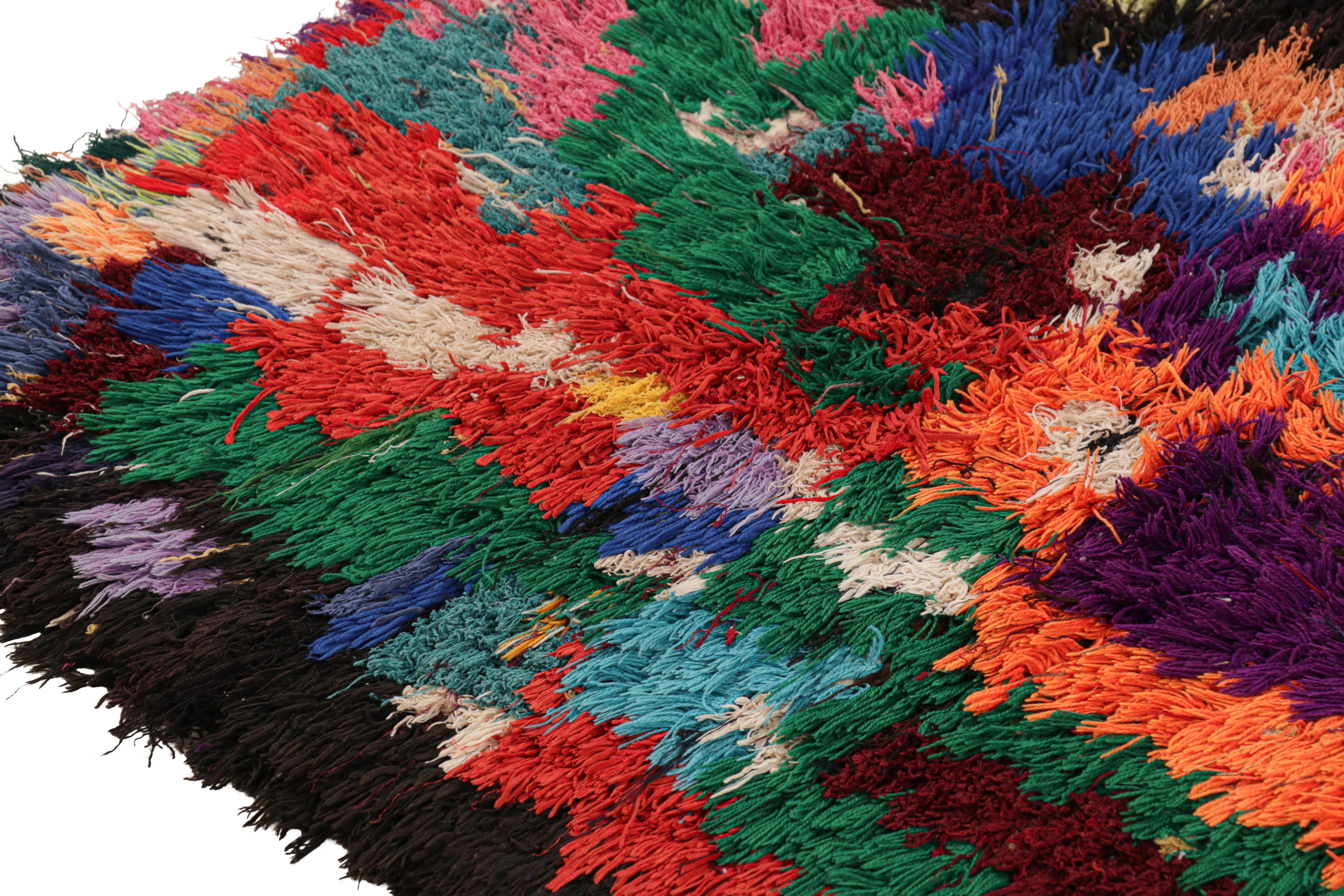 Wool Vintage Moroccan Runner with Polychromatic Geometric Patterns, from Rug & Kilim For Sale