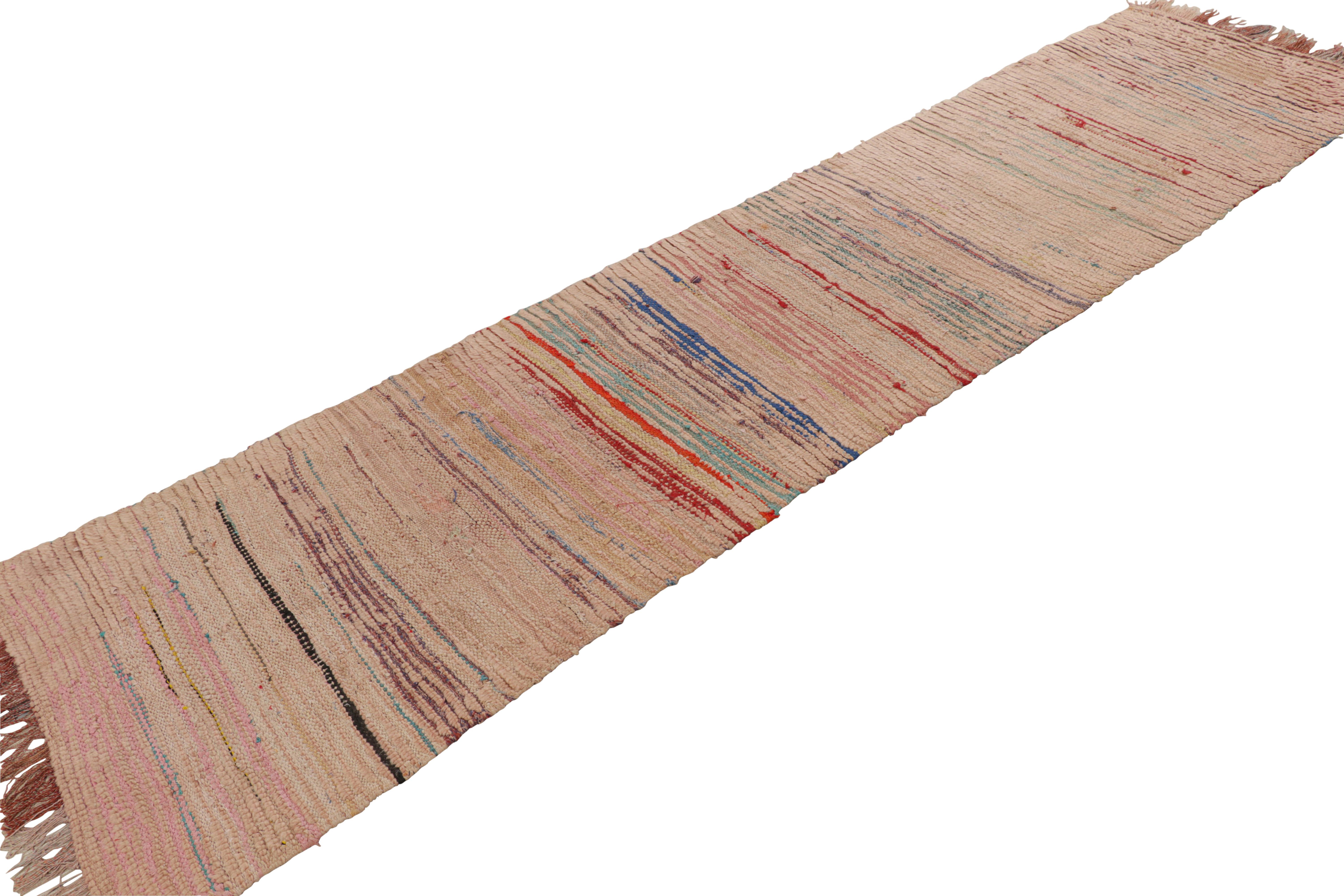 Alfombra marroquí vintage con rayas geométricas policromadas, de Rug & Kilim Anudado a mano