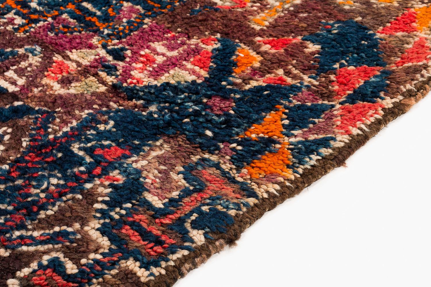 Alfombra antigua de colección Beni Mguild de lana marroquí Shag Diamond de mediados de siglo Lana en venta