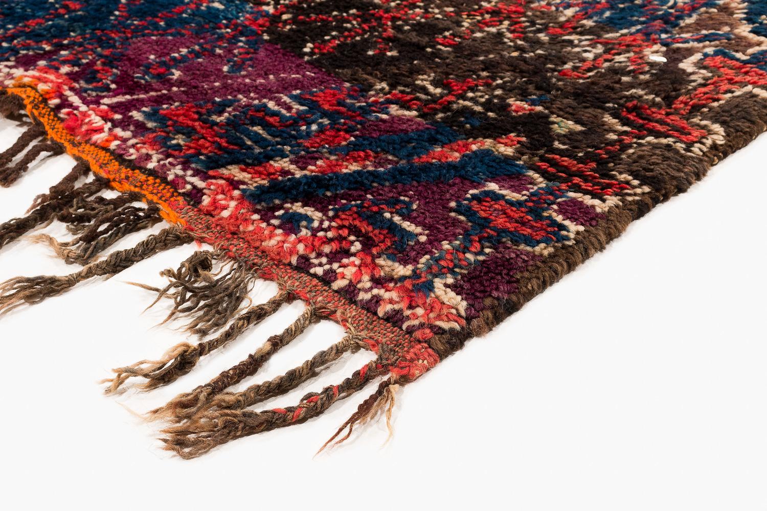 Alfombra antigua de colección Beni Mguild de lana marroquí Shag Diamond de mediados de siglo en venta 1
