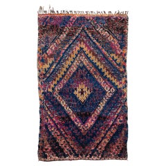 Alfombra antigua de colección Beni Mguild de lana marroquí Shag Diamond de mediados de siglo