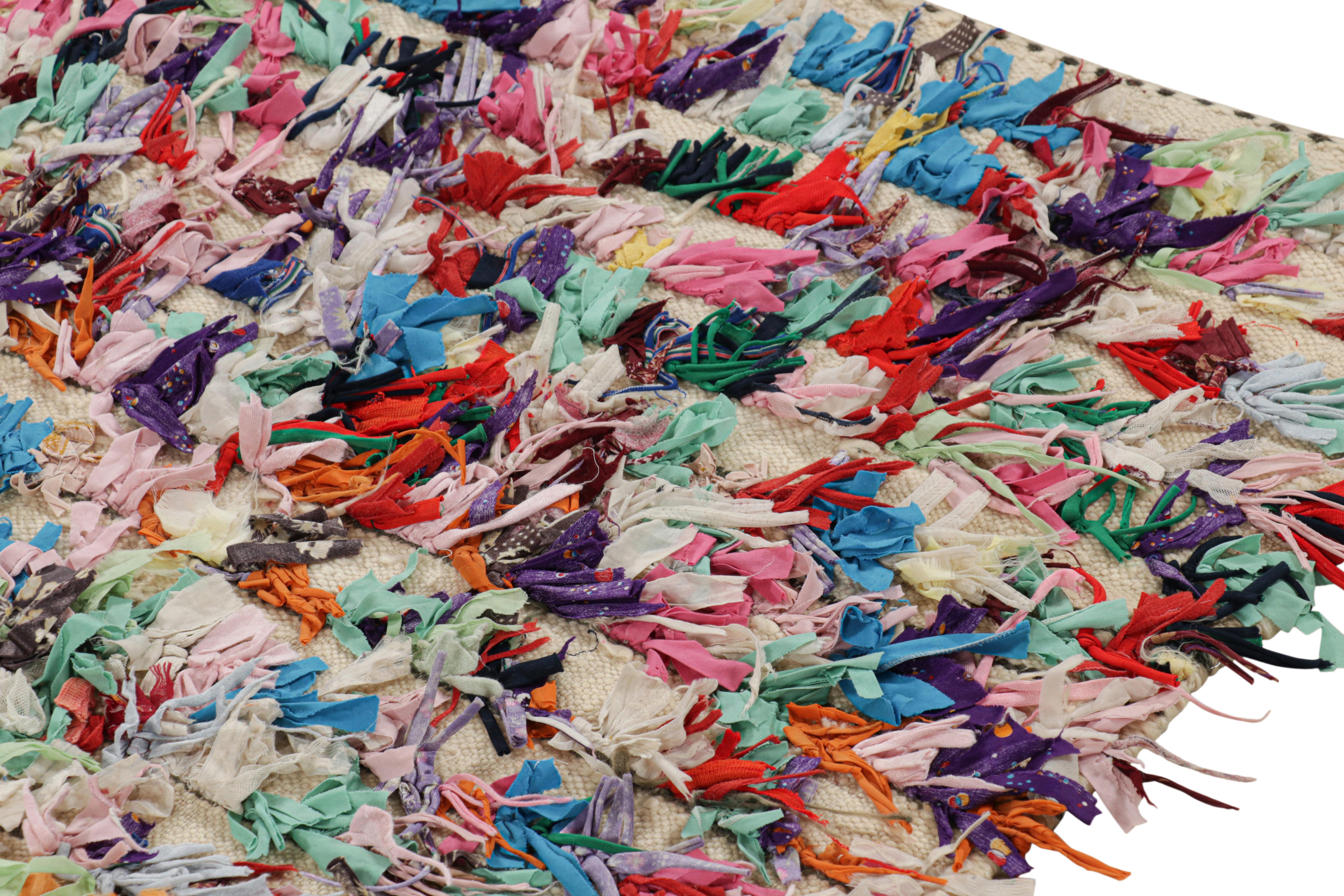 Hand-Knotted Vintage Moroccan Shag Rug with Polychromatic Geometric Patterns from Rug & Kilim For Sale