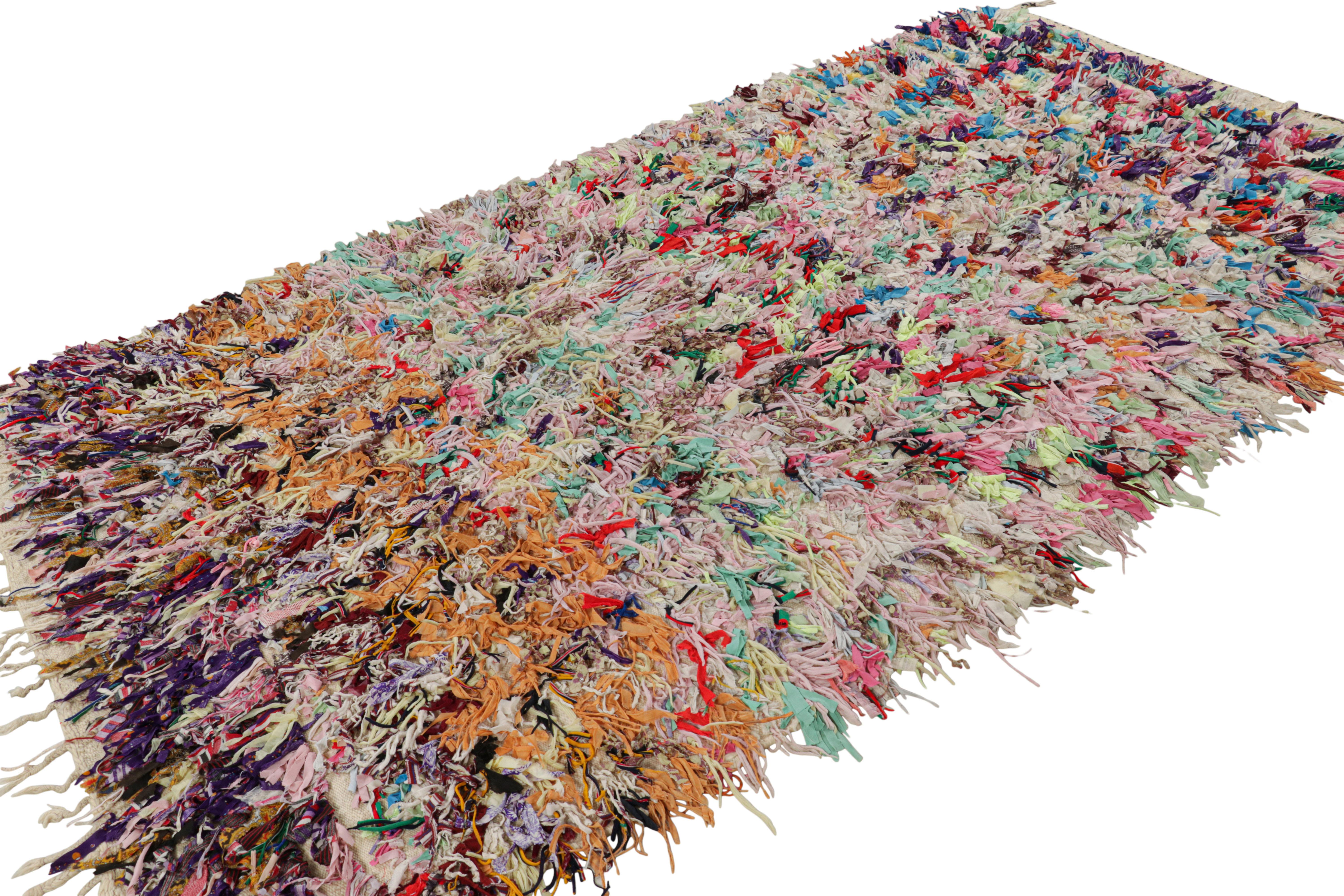 Mid-20th Century Vintage Moroccan Shag Rug with Polychromatic Geometric Patterns from Rug & Kilim For Sale