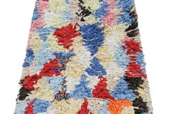 Vintage marokkanischer Shag-Läufer mit bunten geometrischen Mustern  Rug & Kilim