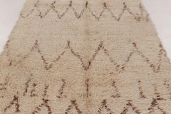 Vintage Moroccan Shag Runner with Berber Motifs in Beige & Brown - Rug & Kilim