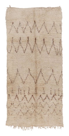 Vintage Moroccan Shag Runner with Berber Motifs in Beige & Brown - Rug & Kilim