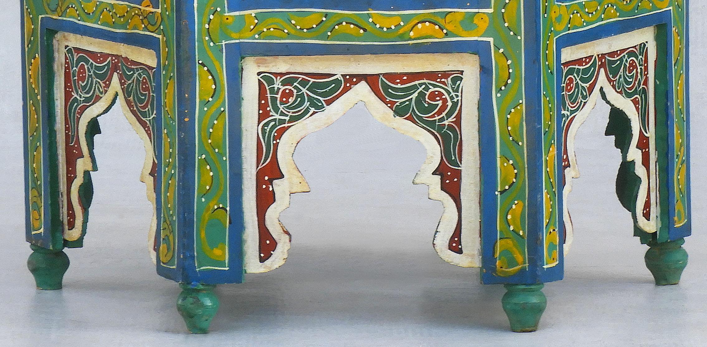 Hand Painted Moroccan Side Table c 1970 FREE SHIPPING 2