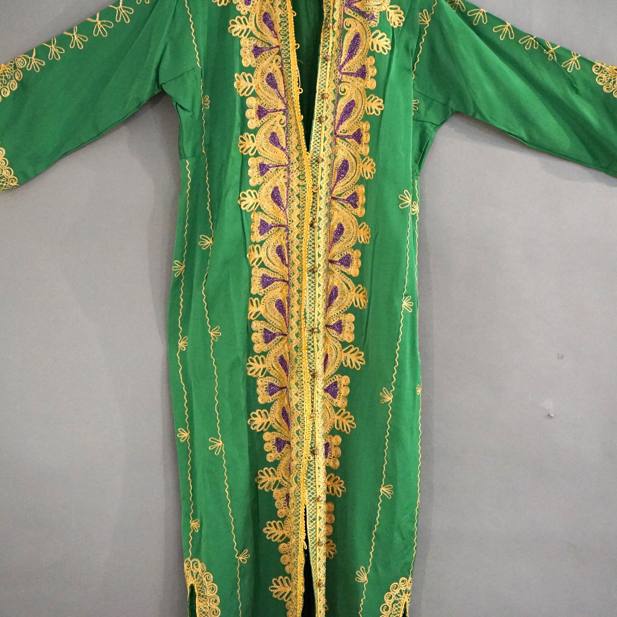 20th Century Vintage Moroccan Silk & Gold Metallic Needlework Robe 20th C For Sale