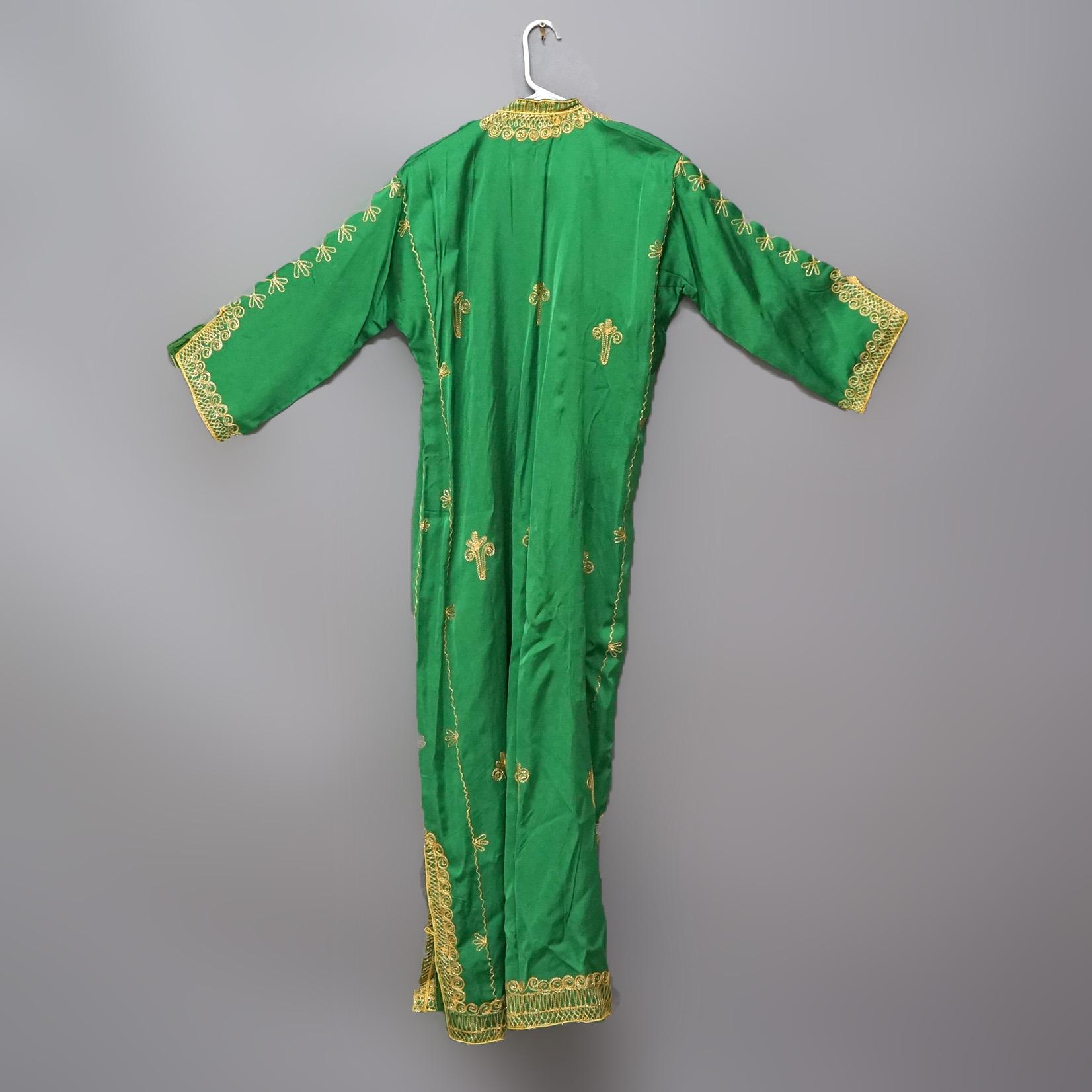 Vintage Moroccan Silk & Gold Metallic Needlework Robe 20th C For Sale 3