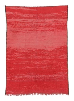 Vintage Moroccan Solid Shag Rug in Vibrant Red and Pink Hues - Rug & Kilim