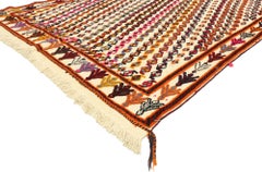Tappeto Souf Kilim marocchino vintage con stile tribale Boho Chic, tappeto alto-basso