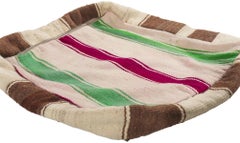 Vintage Moroccan Striped Kilim Pouf Ottoman