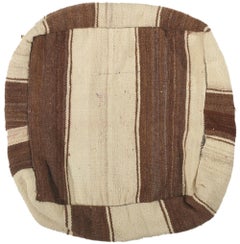 Used Moroccan Striped Kilim Pouf Ottoman