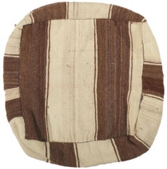 Pouf ottomano marocchino vintage a righe Kilim