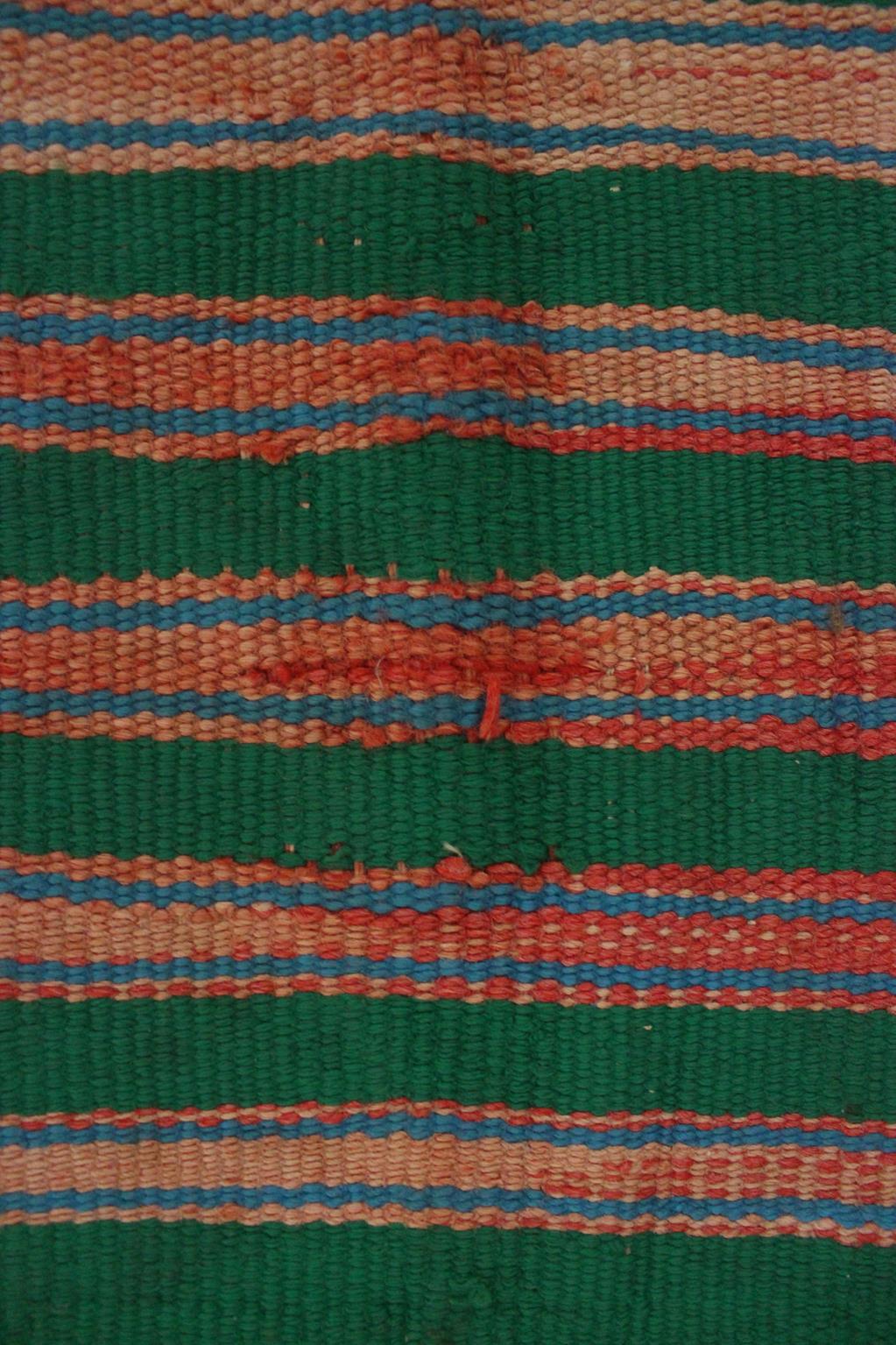 Vintage Moroccan striped kilim rug - Green/pink/red - 5.1x10.2feet / 157x312cm For Sale 5