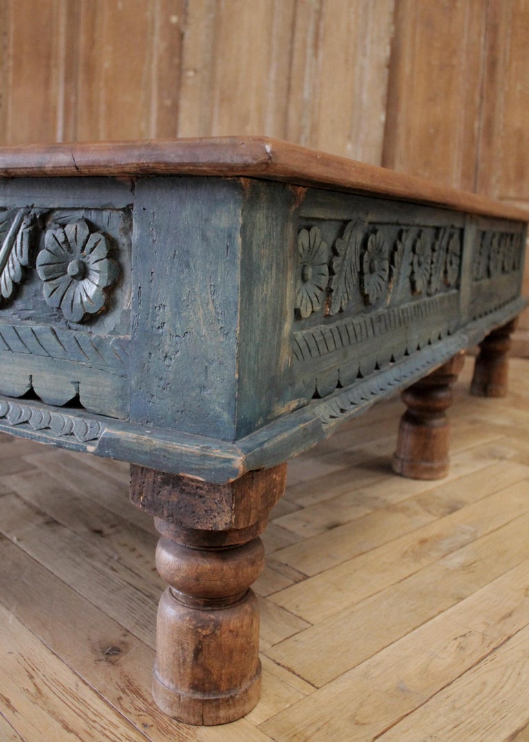 Vintage Moroccan Style Carved Wood Coffee Table at 1stdibs