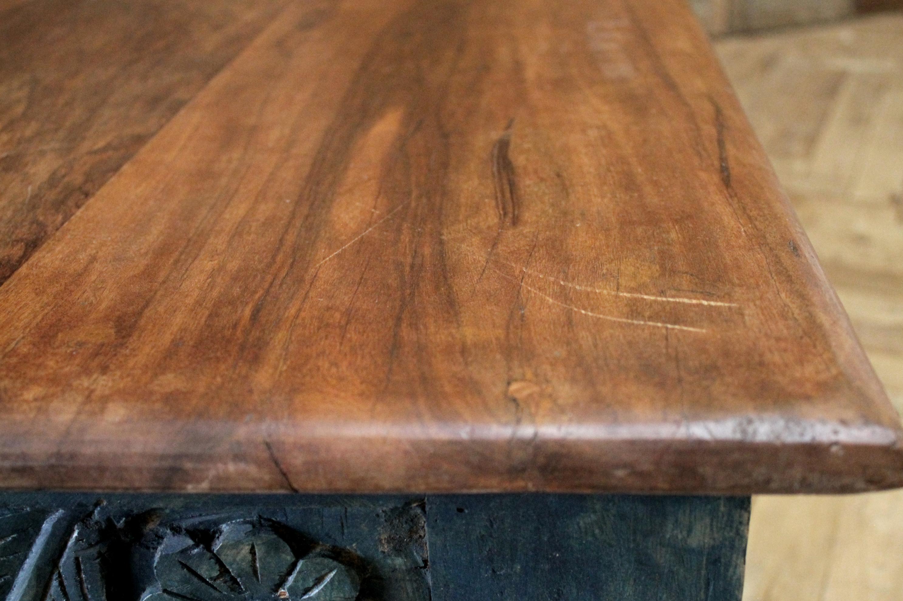 Vintage Moroccan Style Carved Wood Coffee Table 5