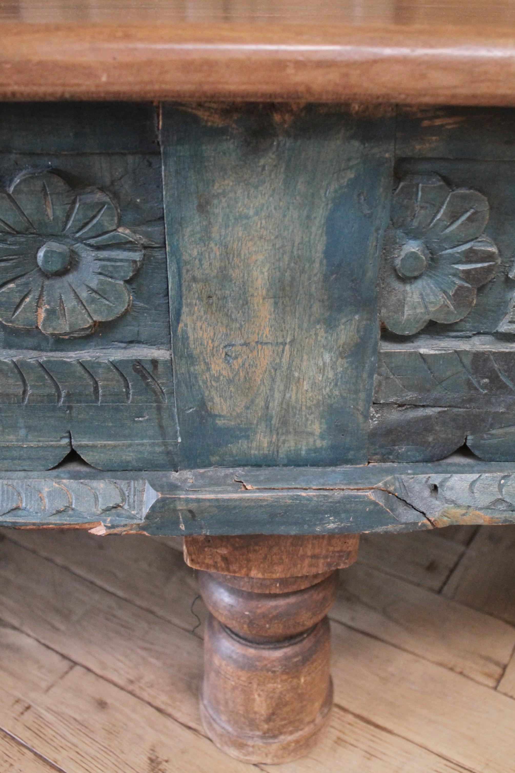 Vintage Moroccan Style Carved Wood Coffee Table 8