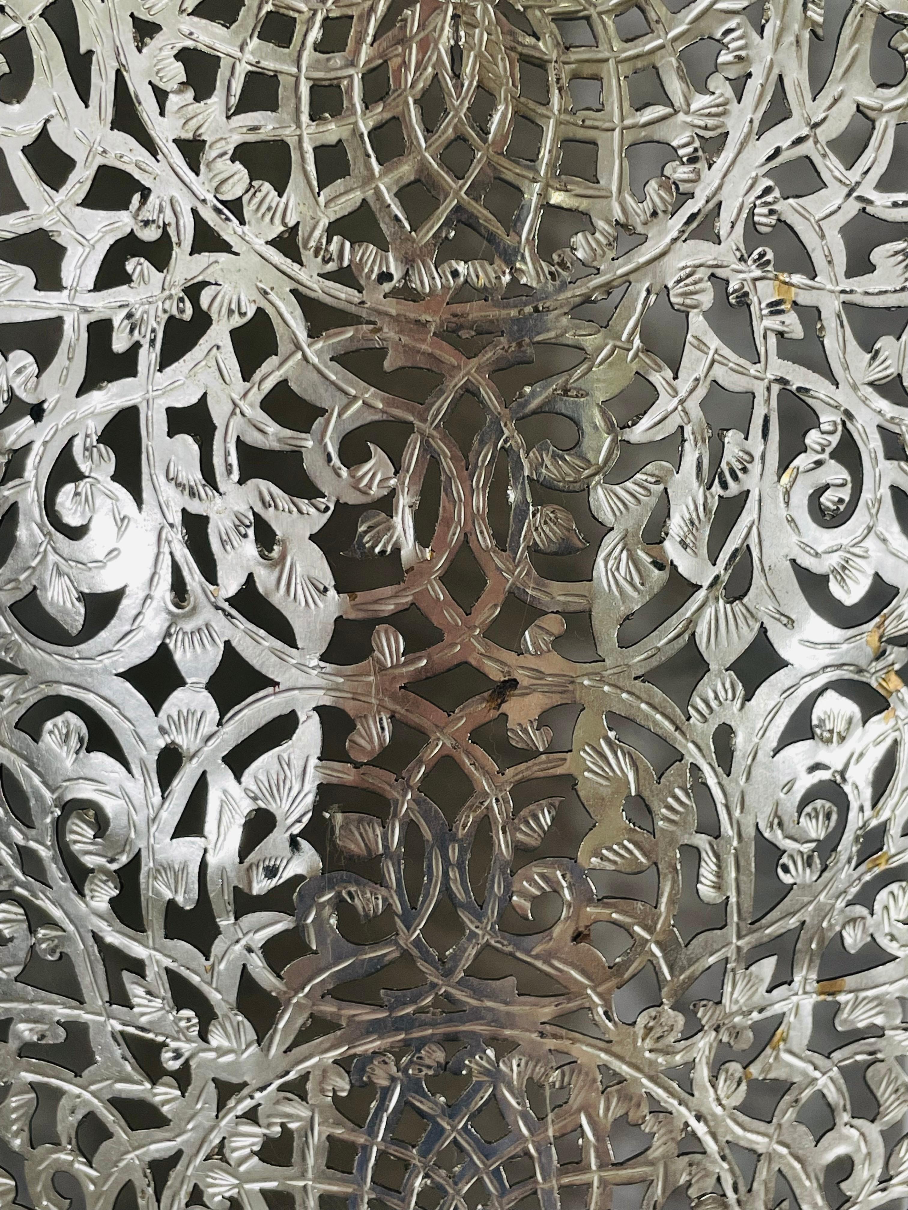 Vintage Moroccan Style Silver Wall Sconce, a Pair 3