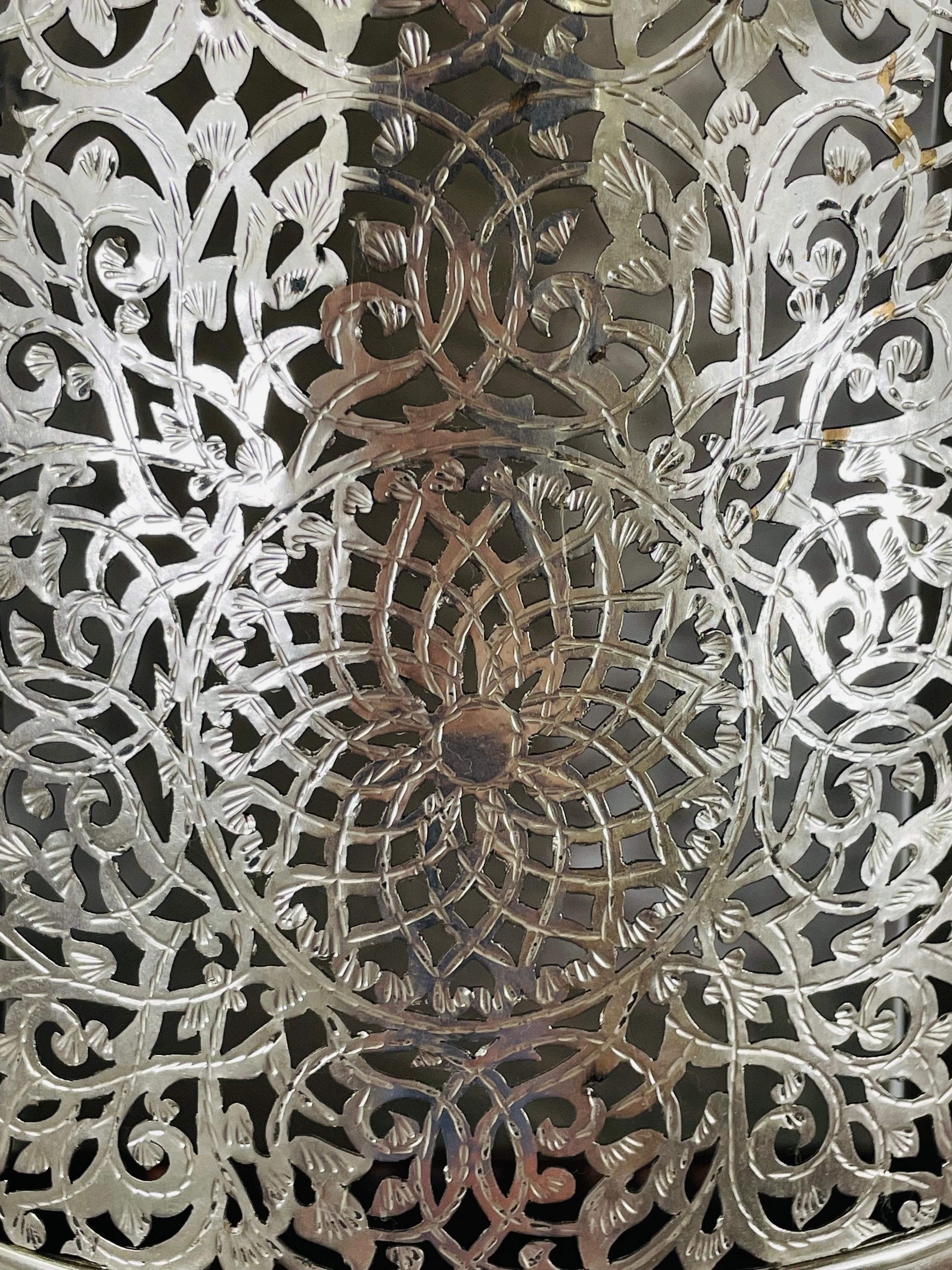 Vintage Moroccan Style Silver Wall Sconce, a Pair 4