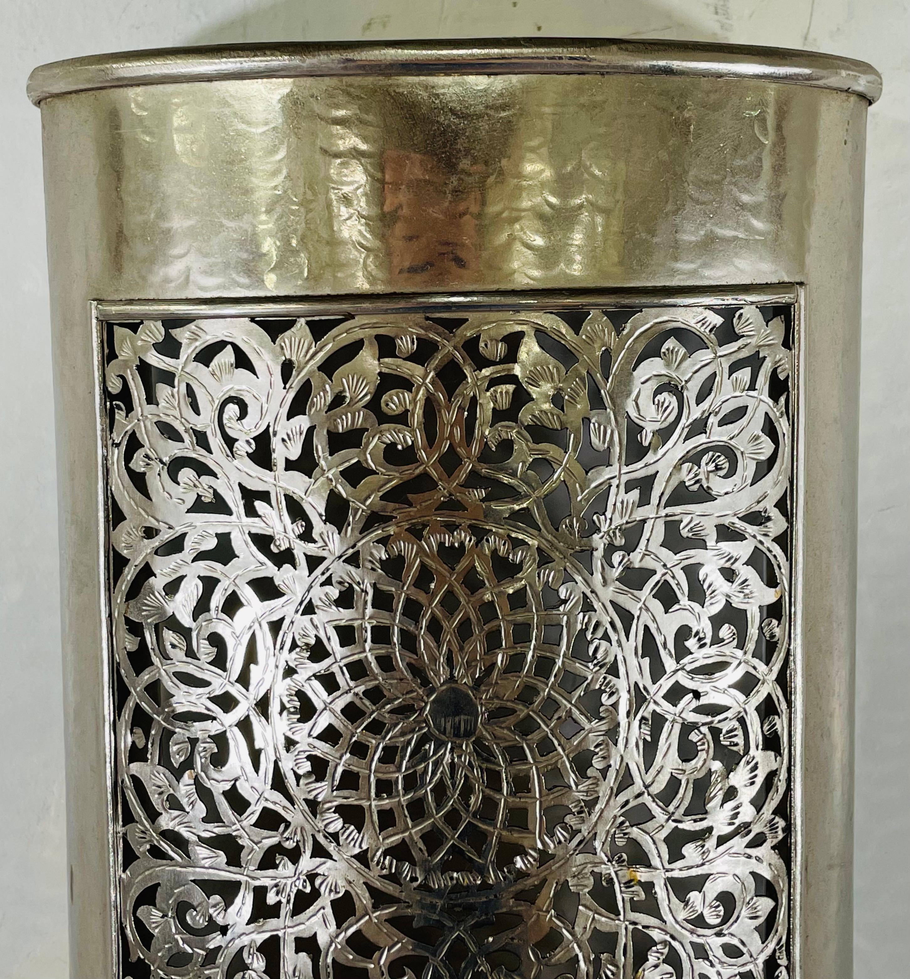 Bohemian Vintage Moroccan Style Silver Wall Sconce, a Pair