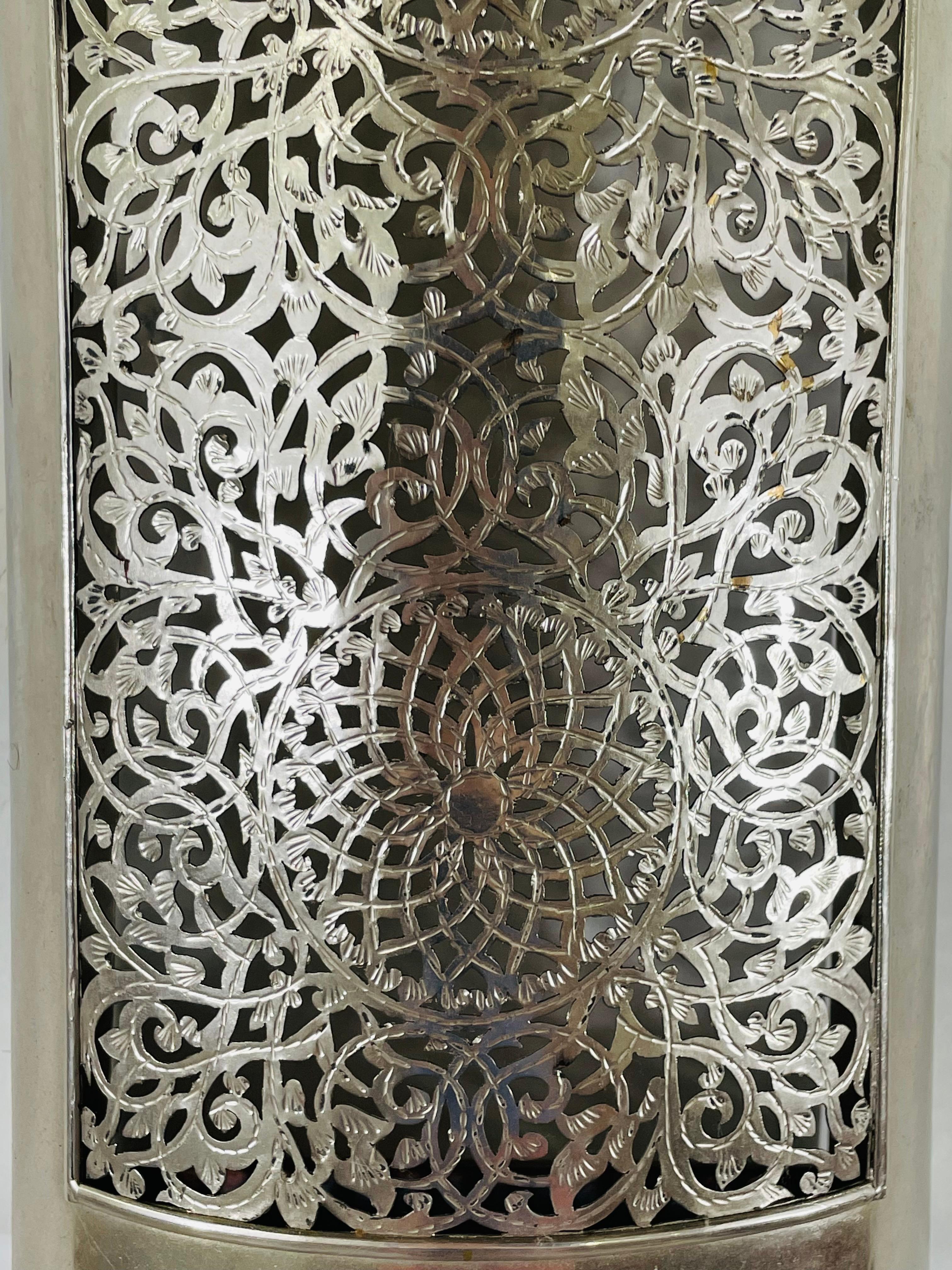 Vintage Moroccan Style Silver Wall Sconce, a Pair 1