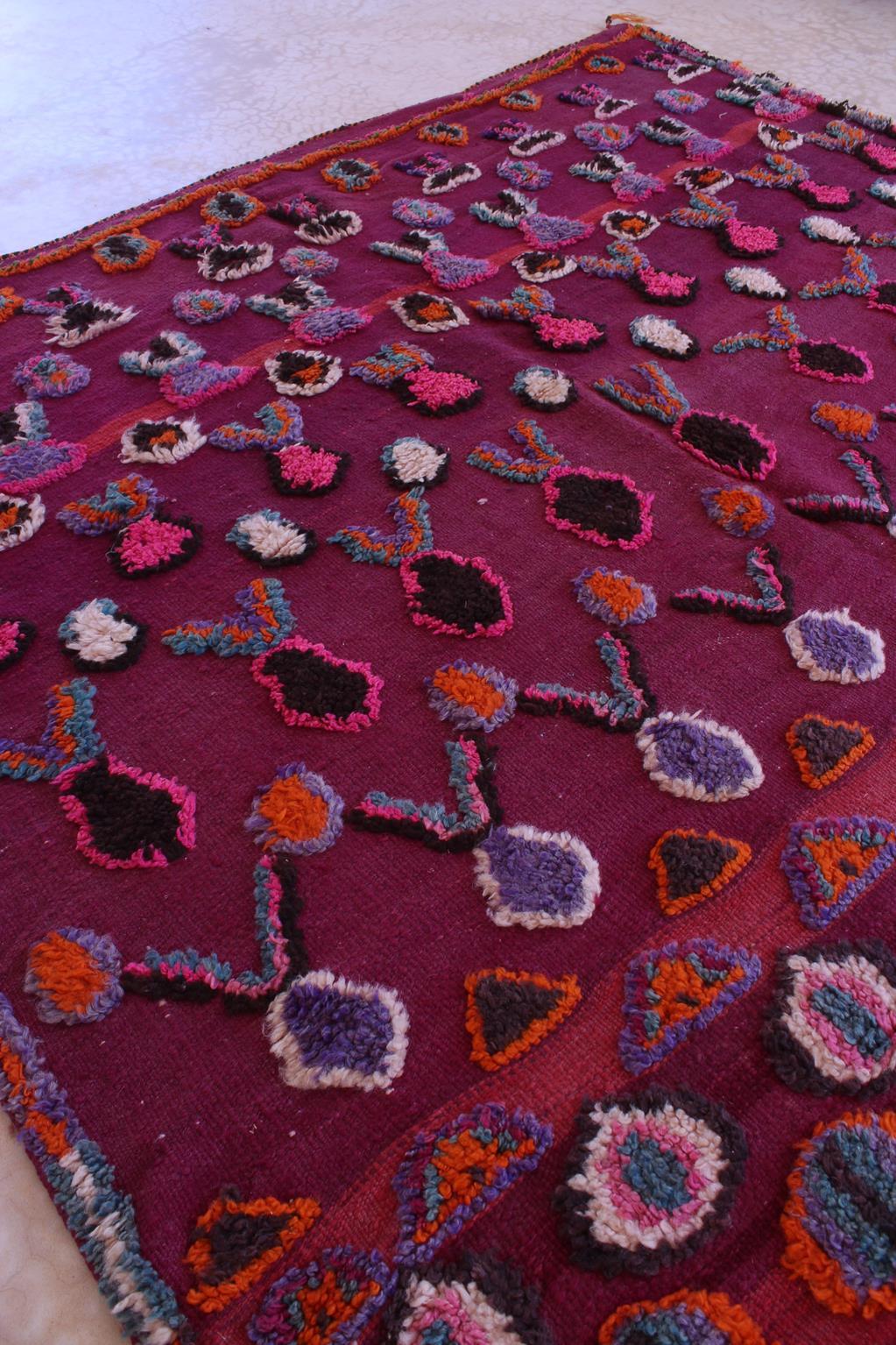 Vintage Moroccan Talsint rug - Wine purple - 6.2x15feet / 189x457cm For Sale 4