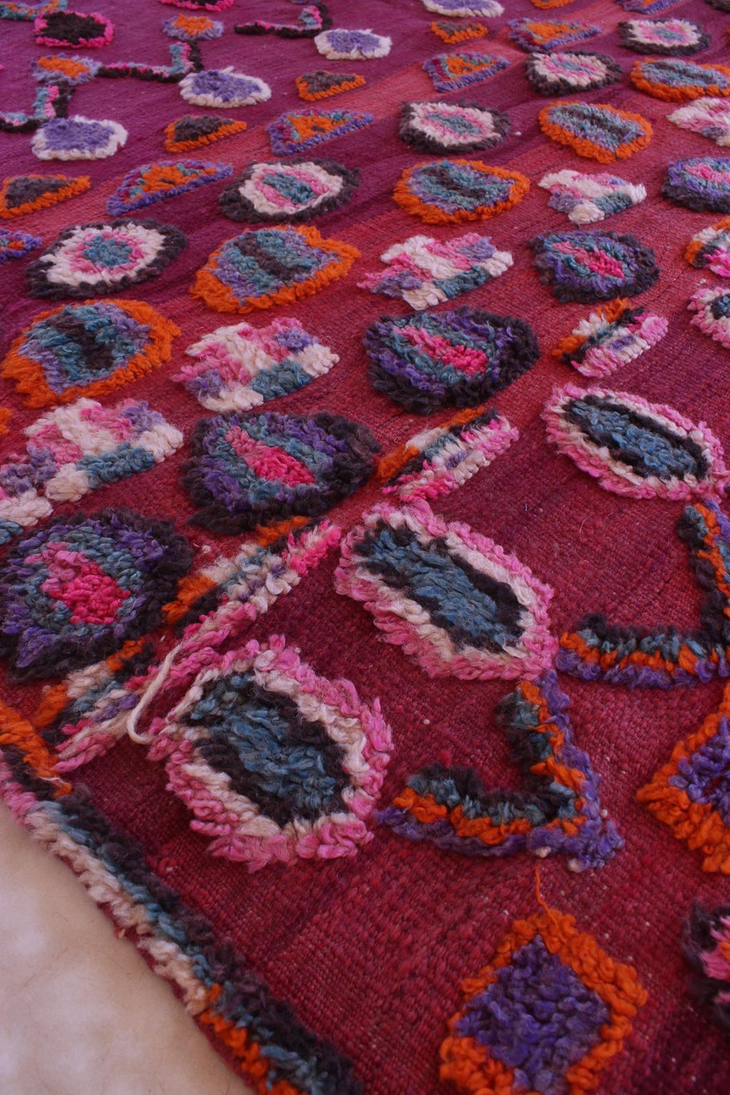 Vintage Moroccan Talsint rug - Wine purple - 6.2x15feet / 189x457cm For Sale 5