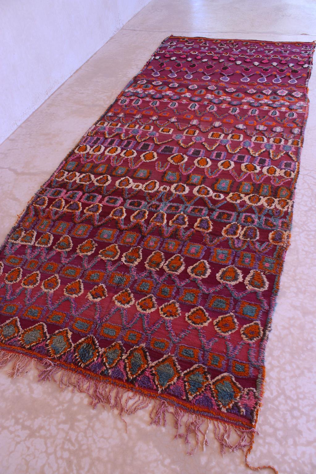 Vintage Moroccan Talsint rug - Wine purple - 6.2x15feet / 189x457cm For Sale 6