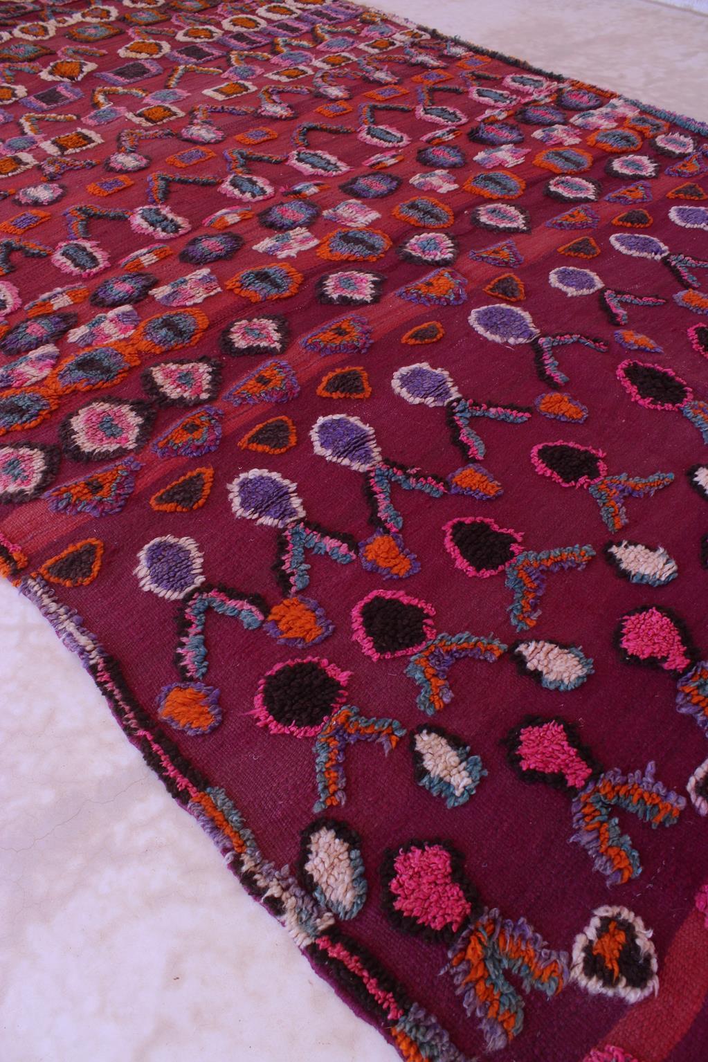 Vintage Moroccan Talsint rug - Wine purple - 6.2x15feet / 189x457cm For Sale 7