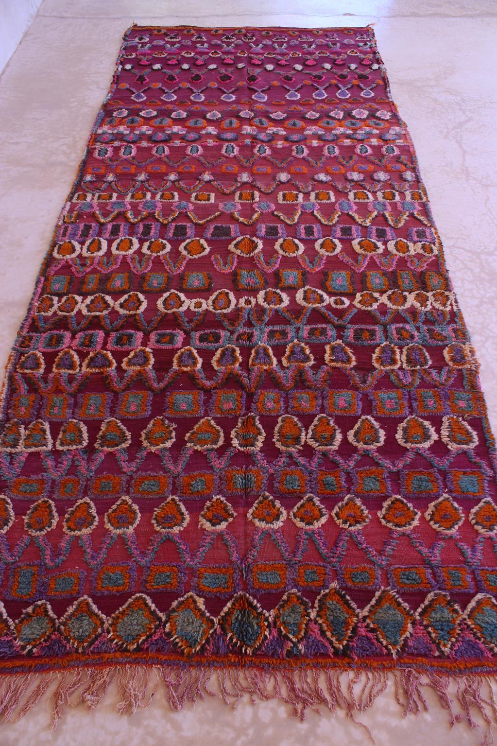 Vintage Moroccan Talsint rug - Wine purple - 6.2x15feet / 189x457cm For Sale 8