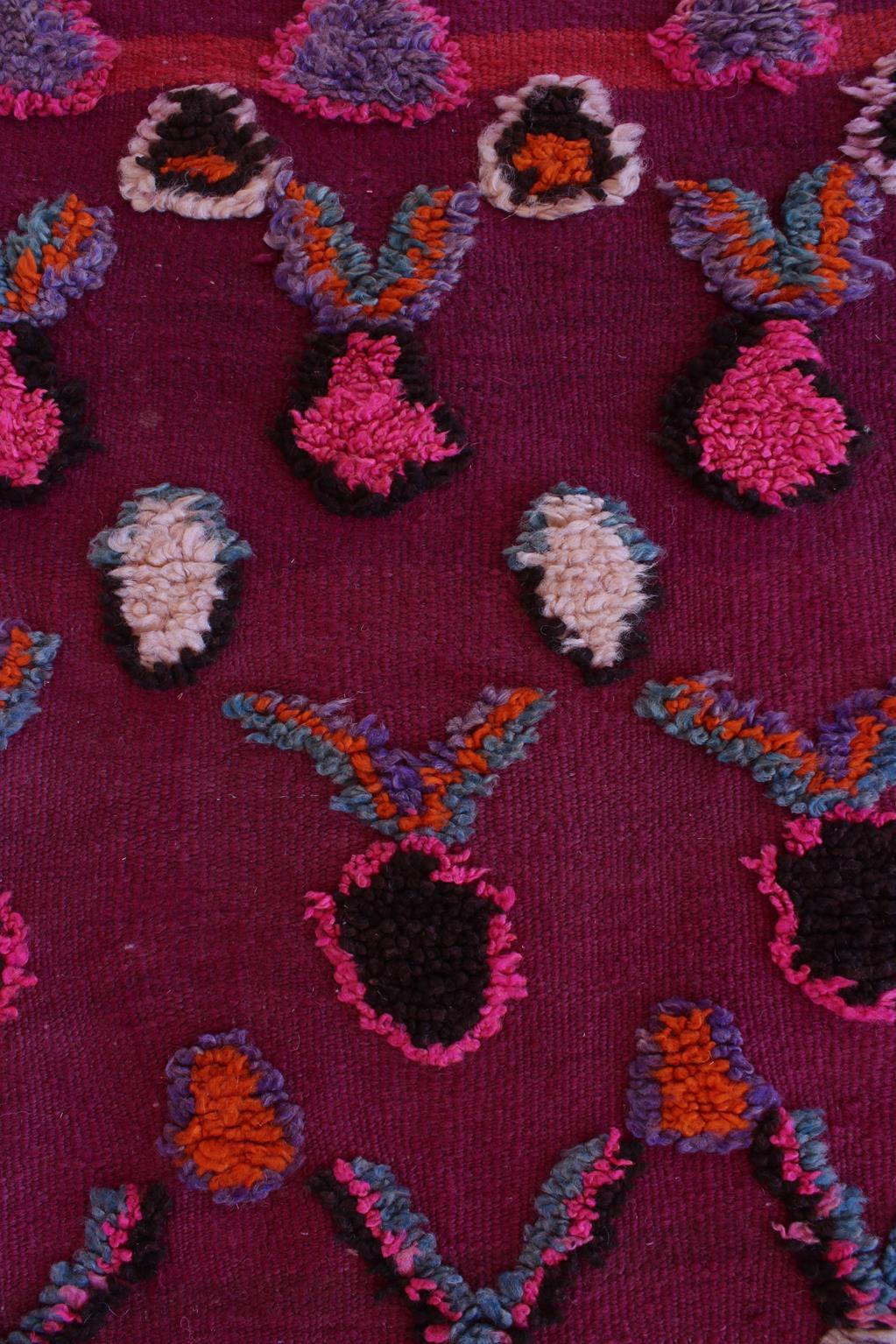 Vintage Moroccan Talsint rug - Wine purple - 6.2x15feet / 189x457cm For Sale 9