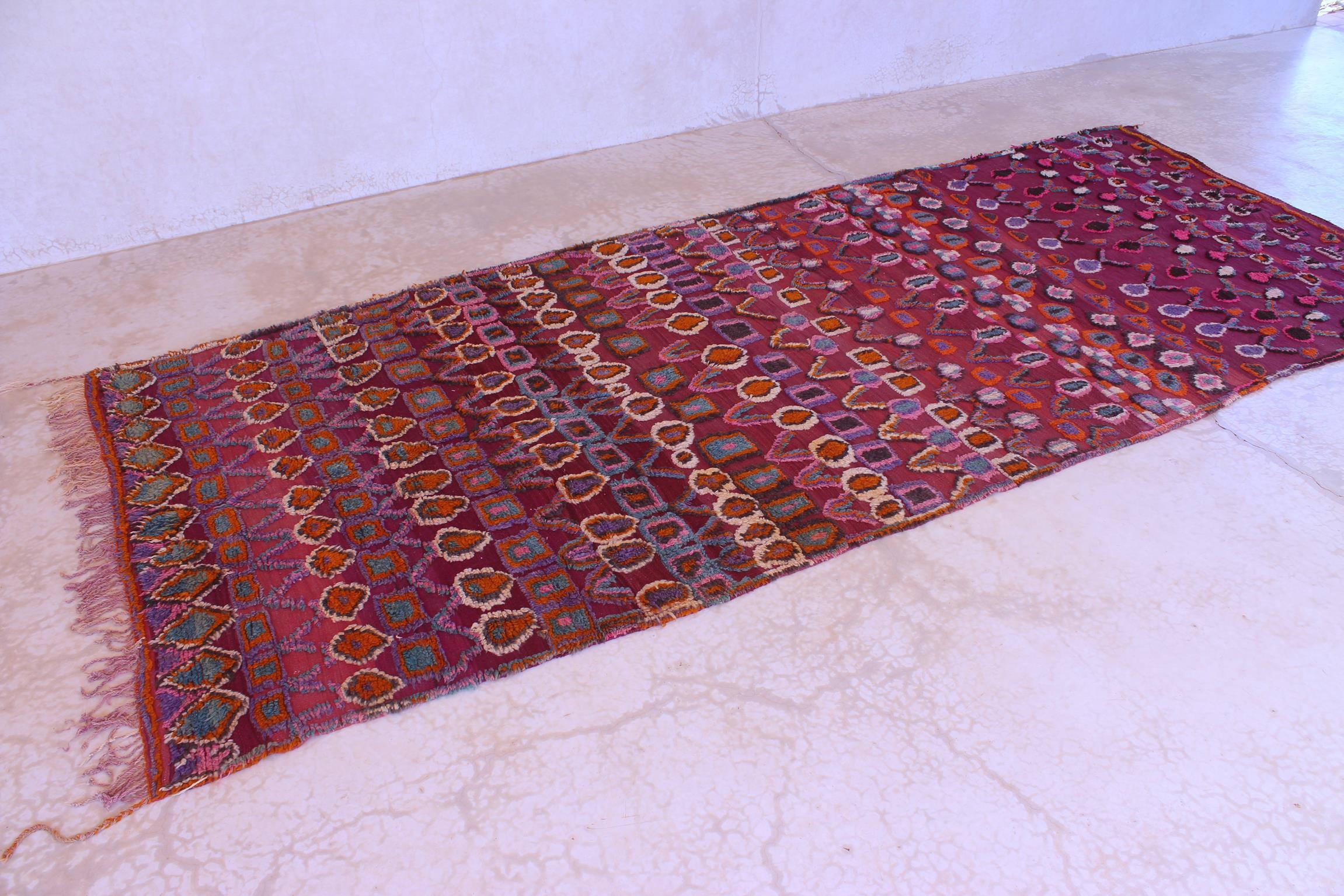 20th Century Vintage Moroccan Talsint rug - Wine purple - 6.2x15feet / 189x457cm For Sale