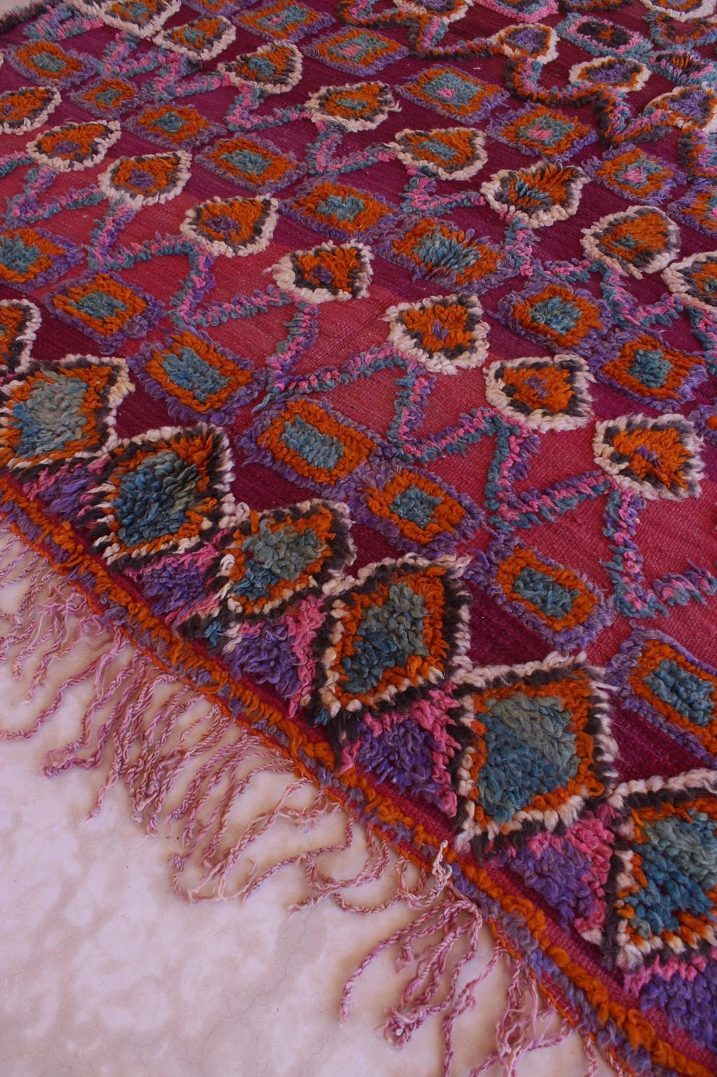 Wool Vintage Moroccan Talsint rug - Wine purple - 6.2x15feet / 189x457cm For Sale