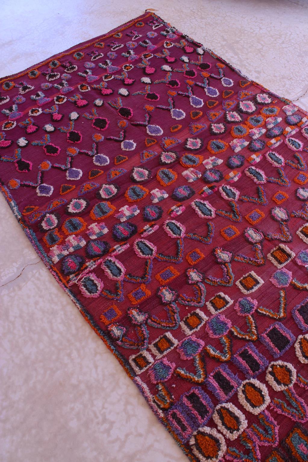 Vintage Moroccan Talsint rug - Wine purple - 6.2x15feet / 189x457cm For Sale 1