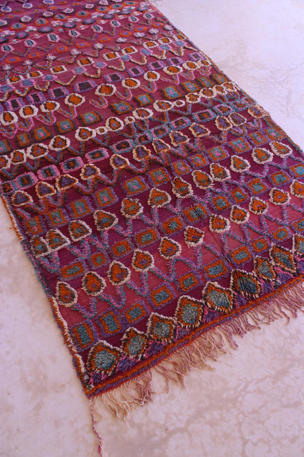 Vintage Moroccan Talsint rug - Wine purple - 6.2x15feet / 189x457cm For Sale 2