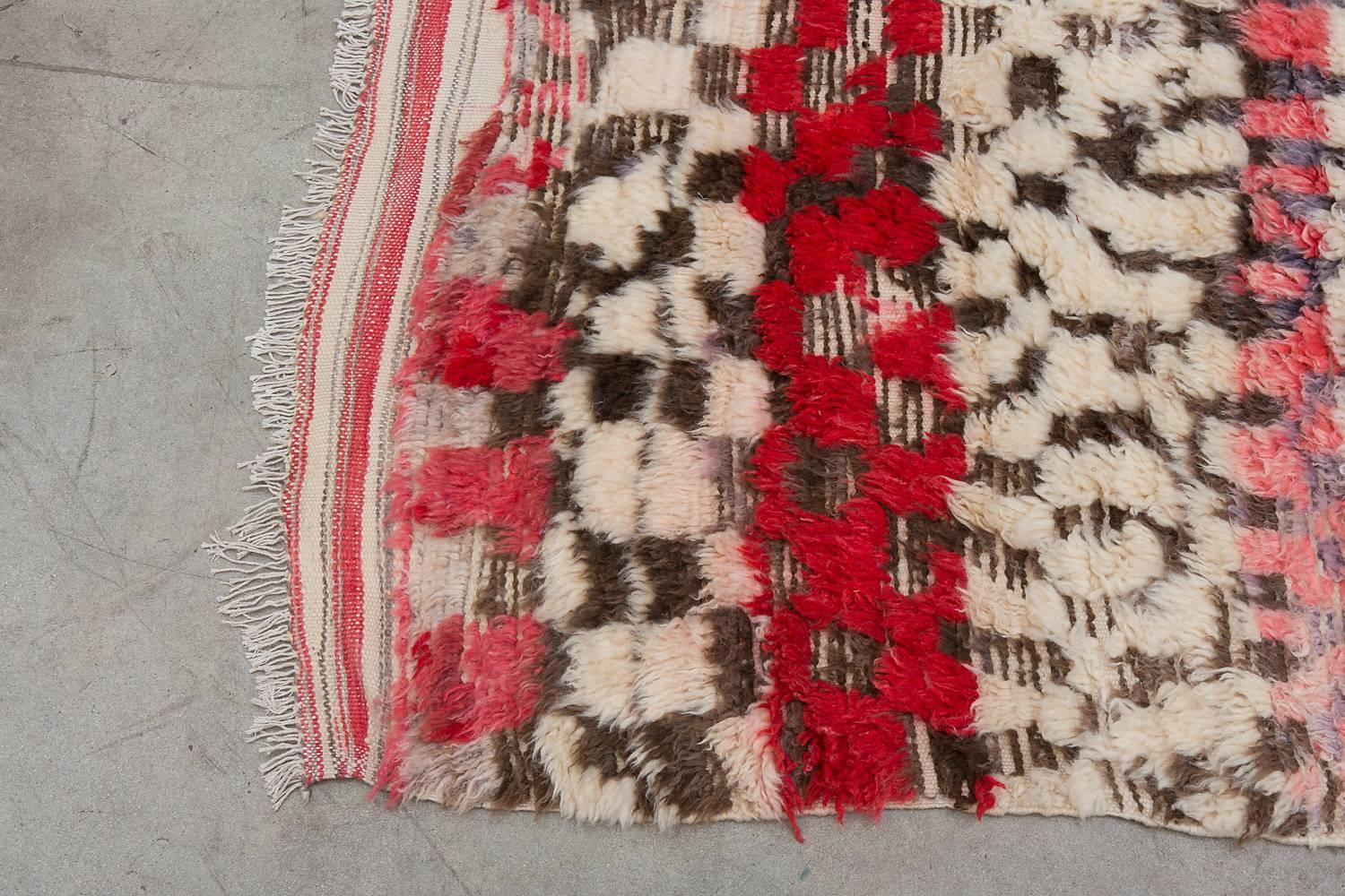 20th Century Vintage Moroccan Talsint Rug, Red and Brown For Sale