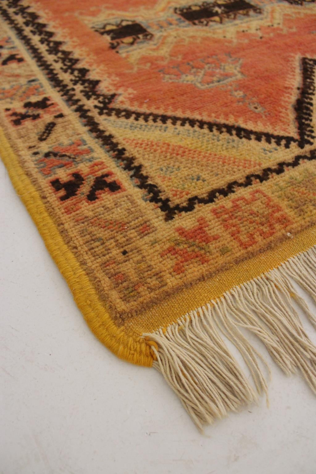 Vintage Moroccan Taznakht rug - Blood orange/black - 3.2x5.8feet / 100x178cm For Sale 7