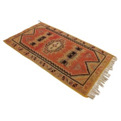 Retro Moroccan Taznakht rug - Blood orange/black - 3.2x5.8feet / 100x178cm