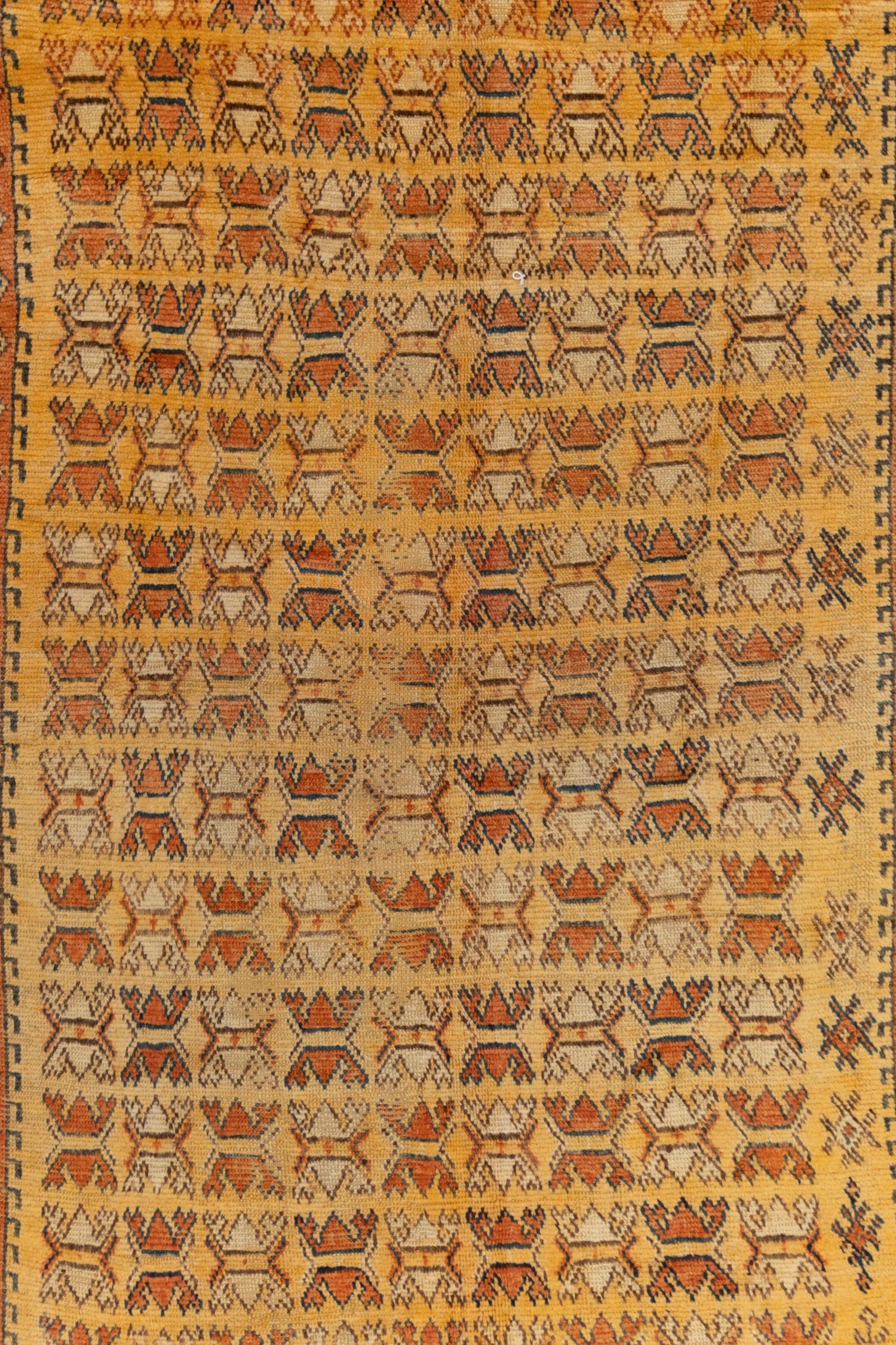 circa: 1980s

Material: Wool

Wear Guide: 2

Wear Notes:
Vintage and antique rugs are by nature, pre-loved and may show evidence of their past. There are varying degrees of wear to vintage rugs; some show very little and some show a lot. As