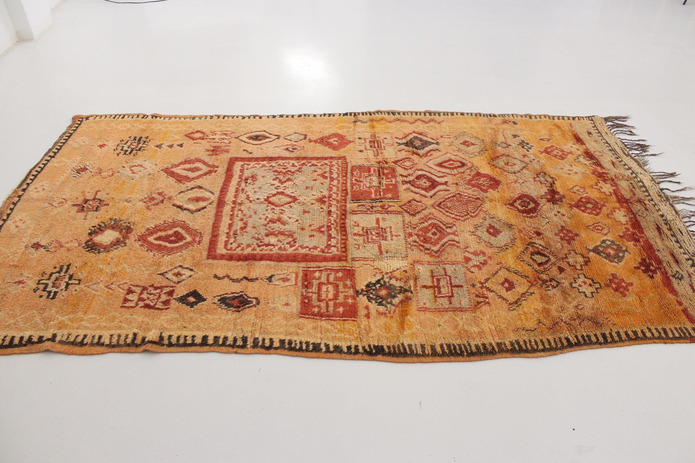 Marokkanischer Taznakht-Teppich im Vintage-Stil - Orange/Rot - 5.2x9,5feet / 161x292cm (Handgewebt) im Angebot