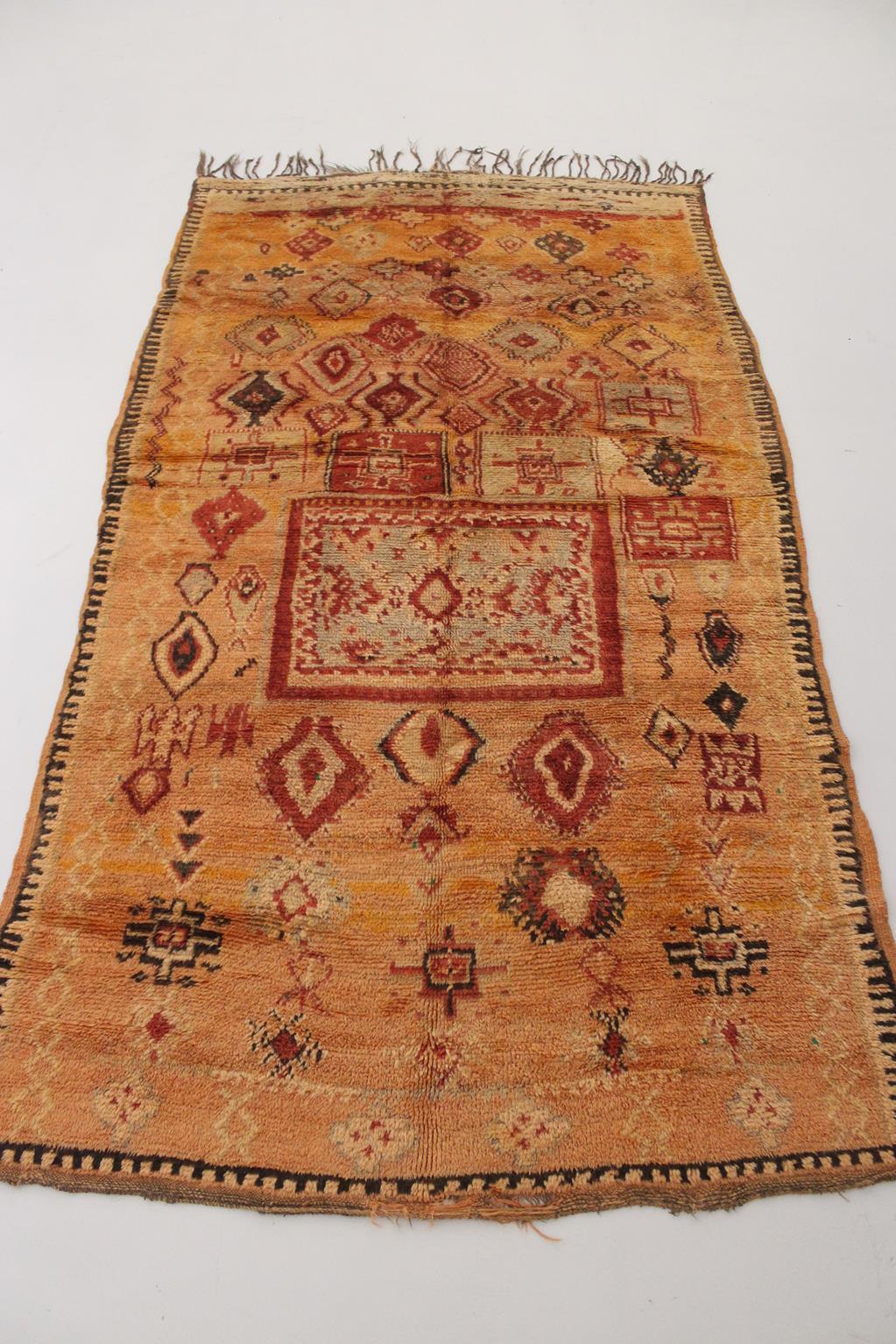 Marokkanischer Taznakht-Teppich im Vintage-Stil - Orange/Rot - 5.2x9,5feet / 161x292cm (20. Jahrhundert) im Angebot