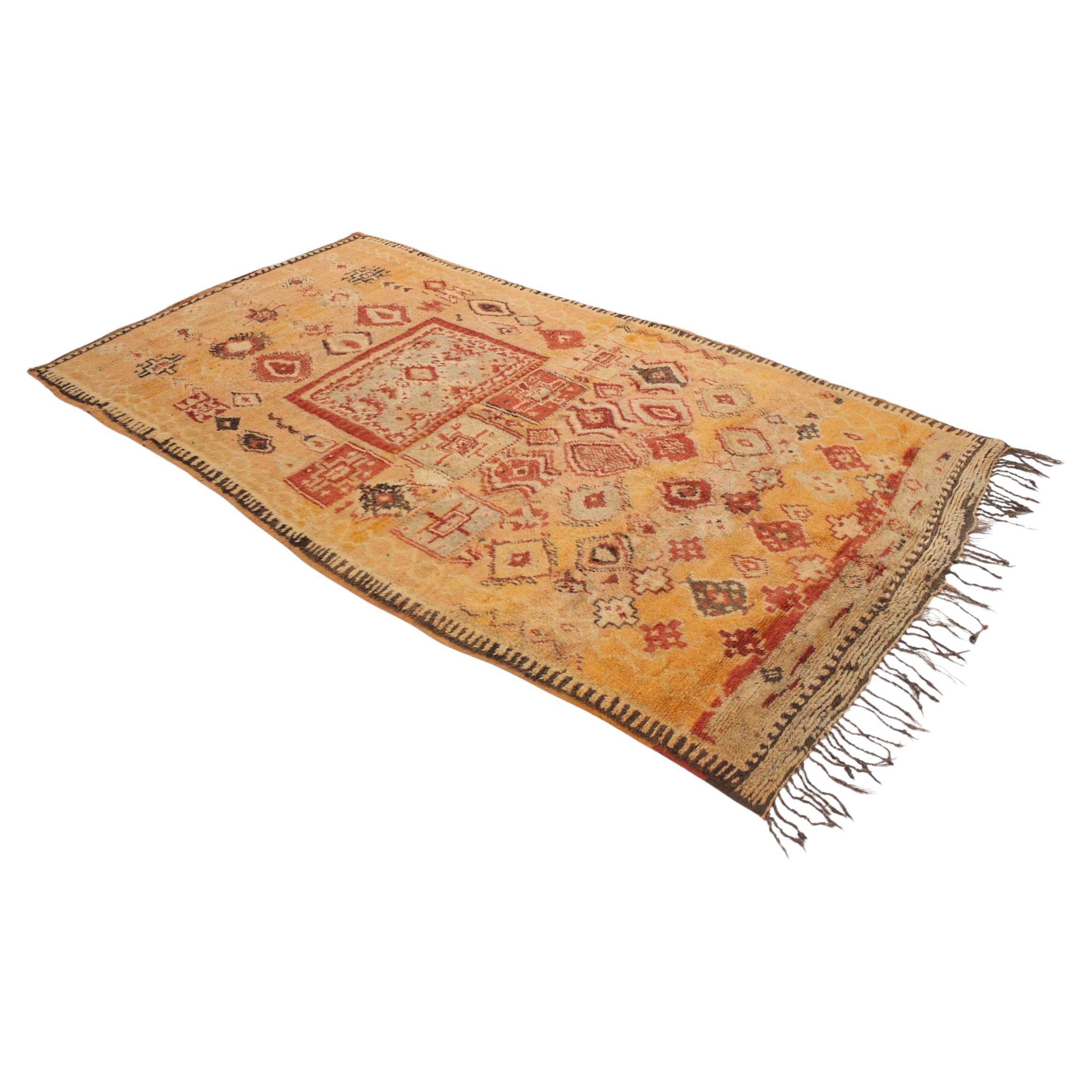 Vintage Moroccan Taznakht rug - Orange/red - 5.2x9.5feet / 161x292cm For Sale